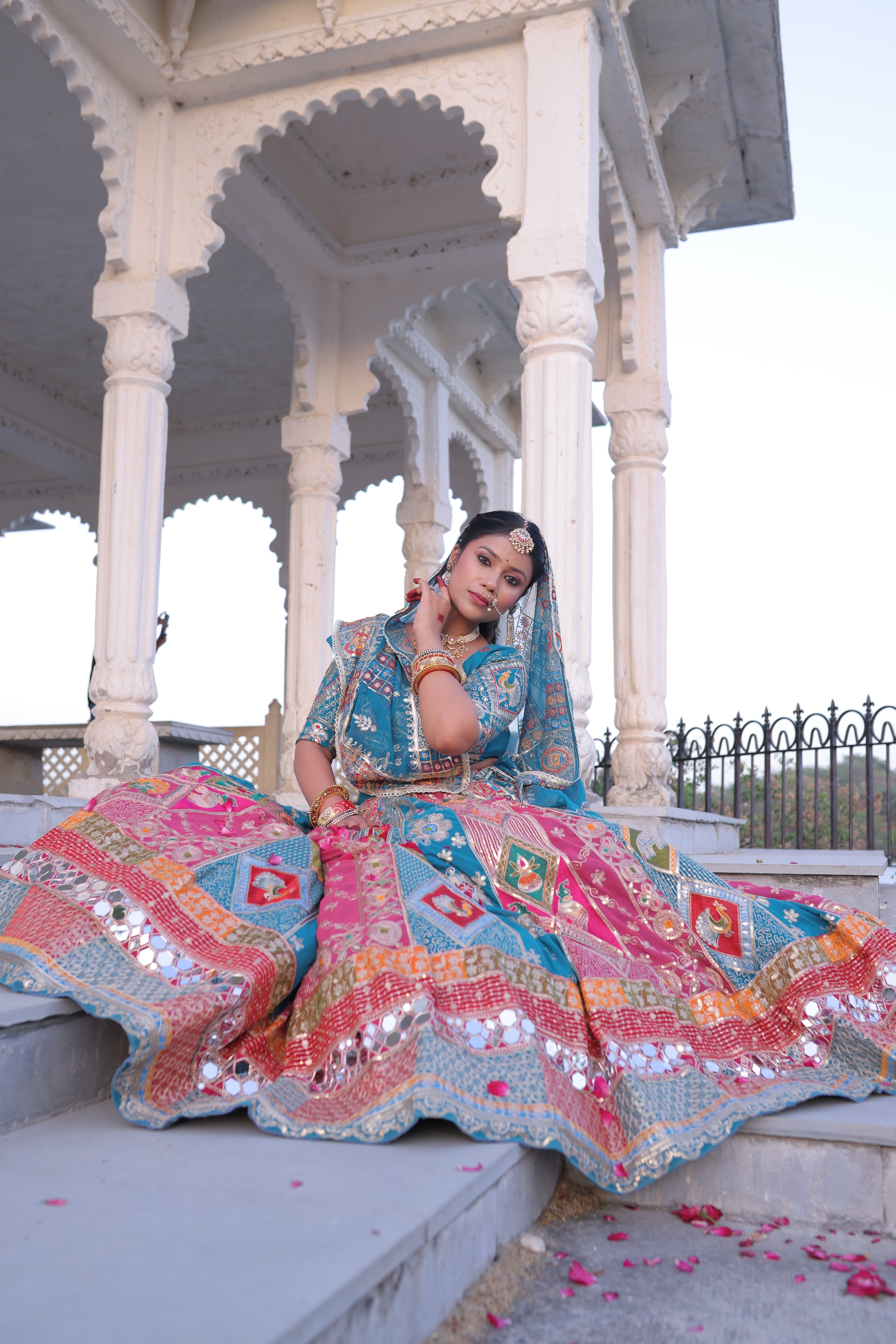 Sky Blue Noorkali Lehenga for Women | Designer Bridal Lehenga