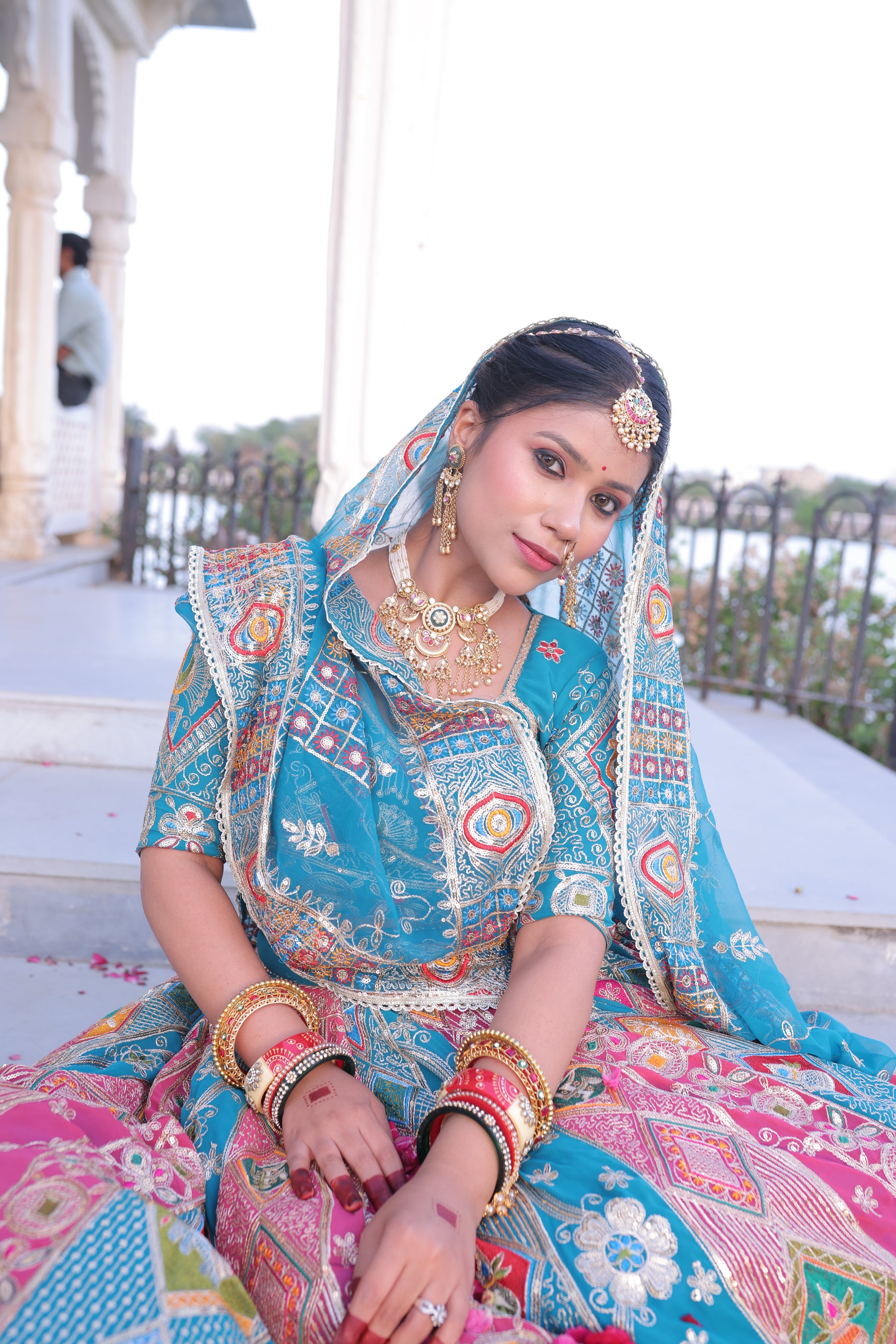 Sky Blue Noorkali Lehenga for Women | Designer Bridal Lehenga