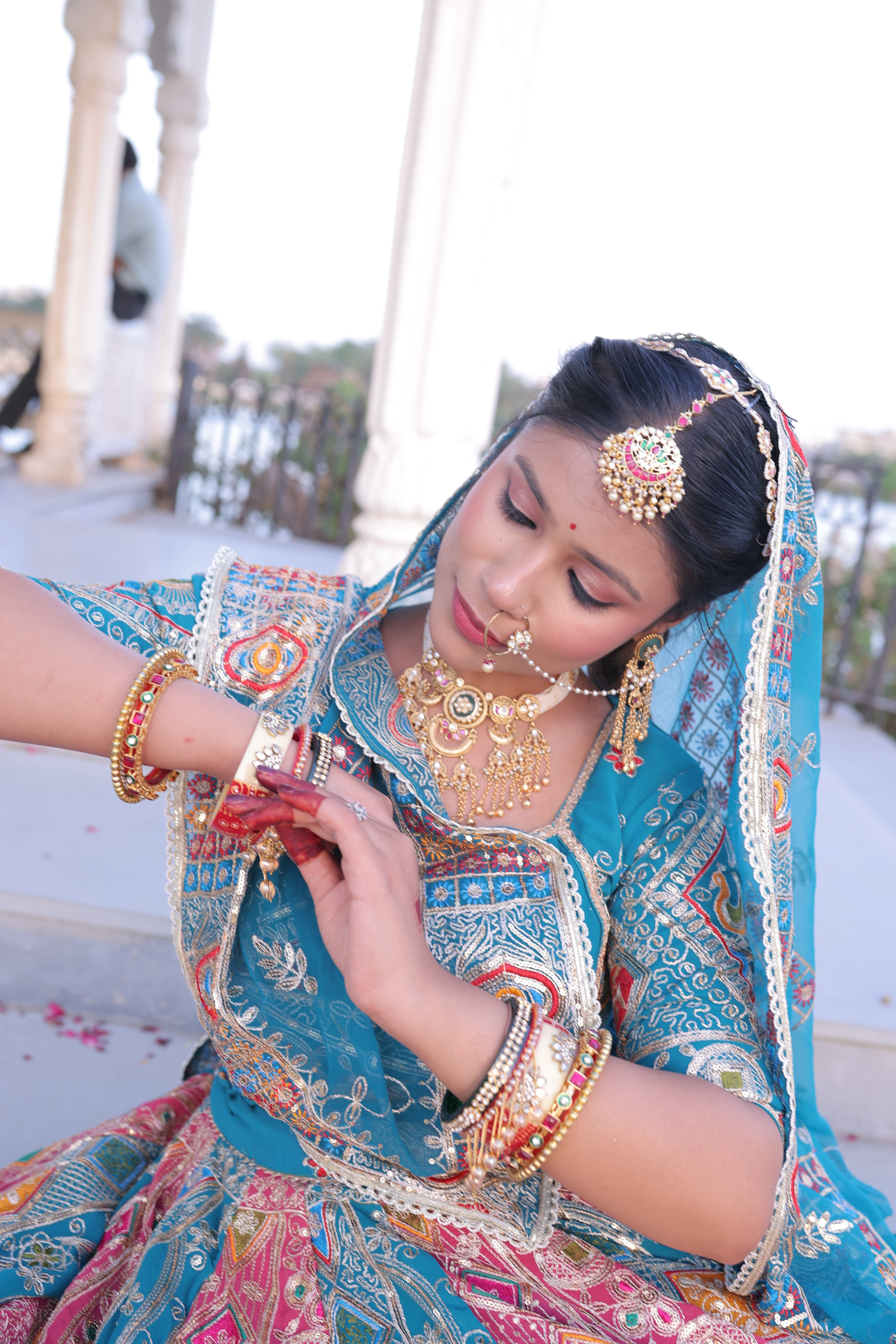 Sky Blue Noorkali Lehenga for Women | Designer Bridal Lehenga