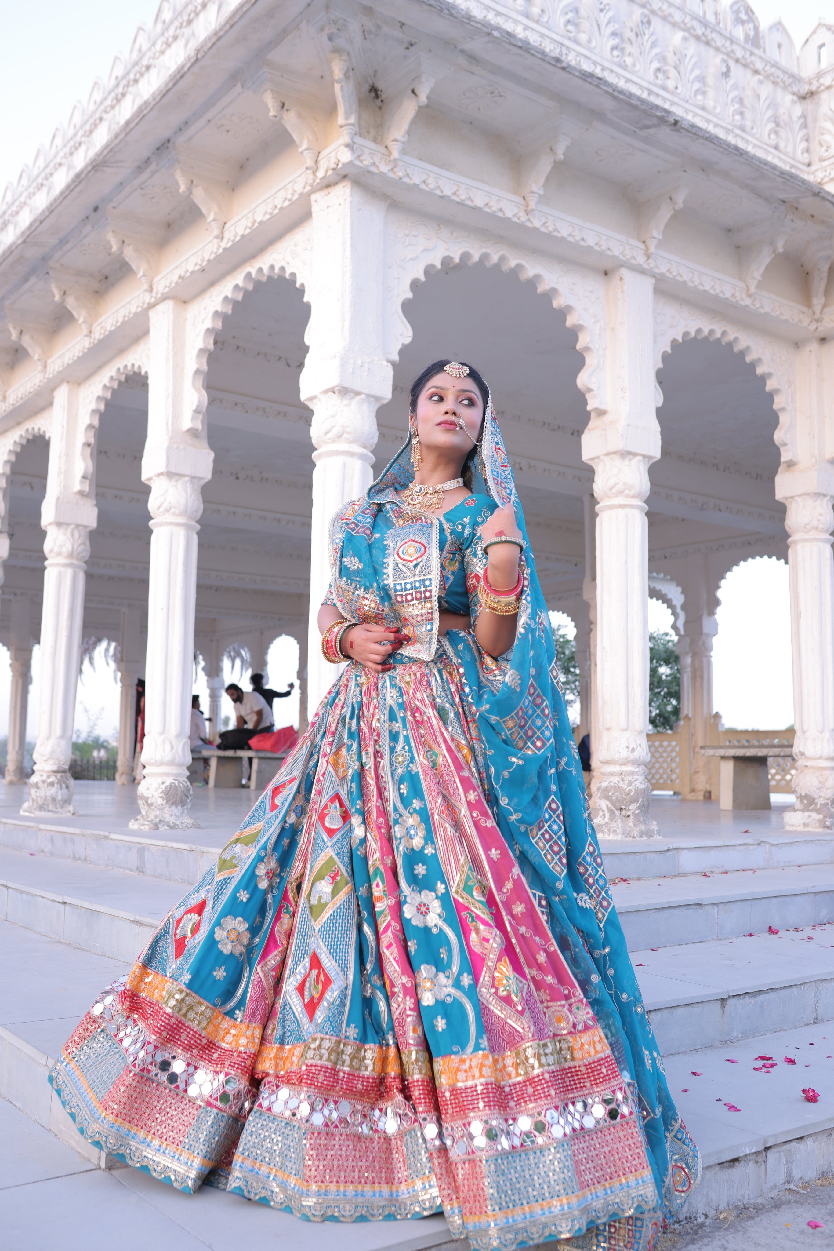 Sky Blue Noorkali Lehenga for Women | Designer Bridal Lehenga