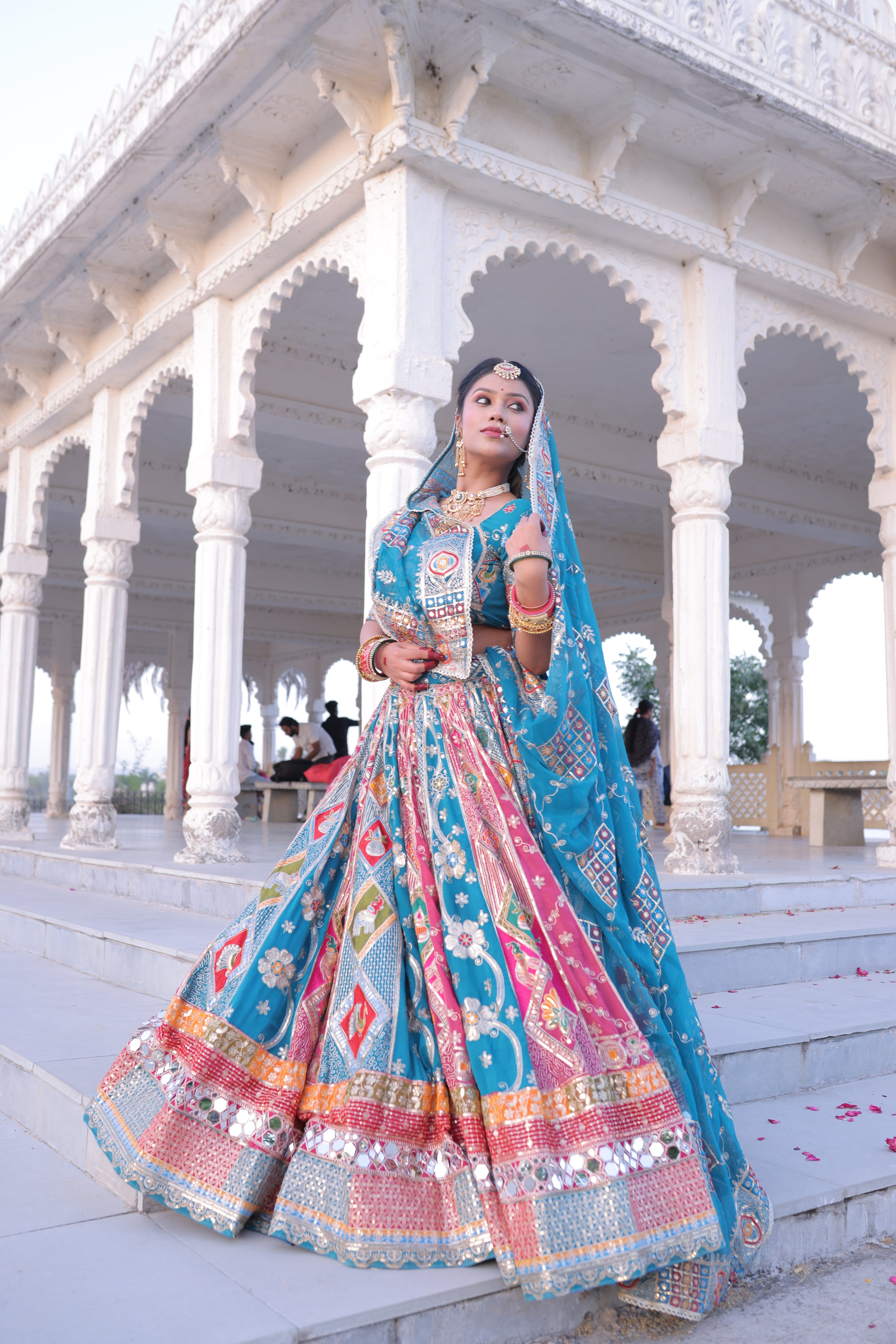 Sky Blue Noorkali Lehenga for Women | Designer Bridal Lehenga