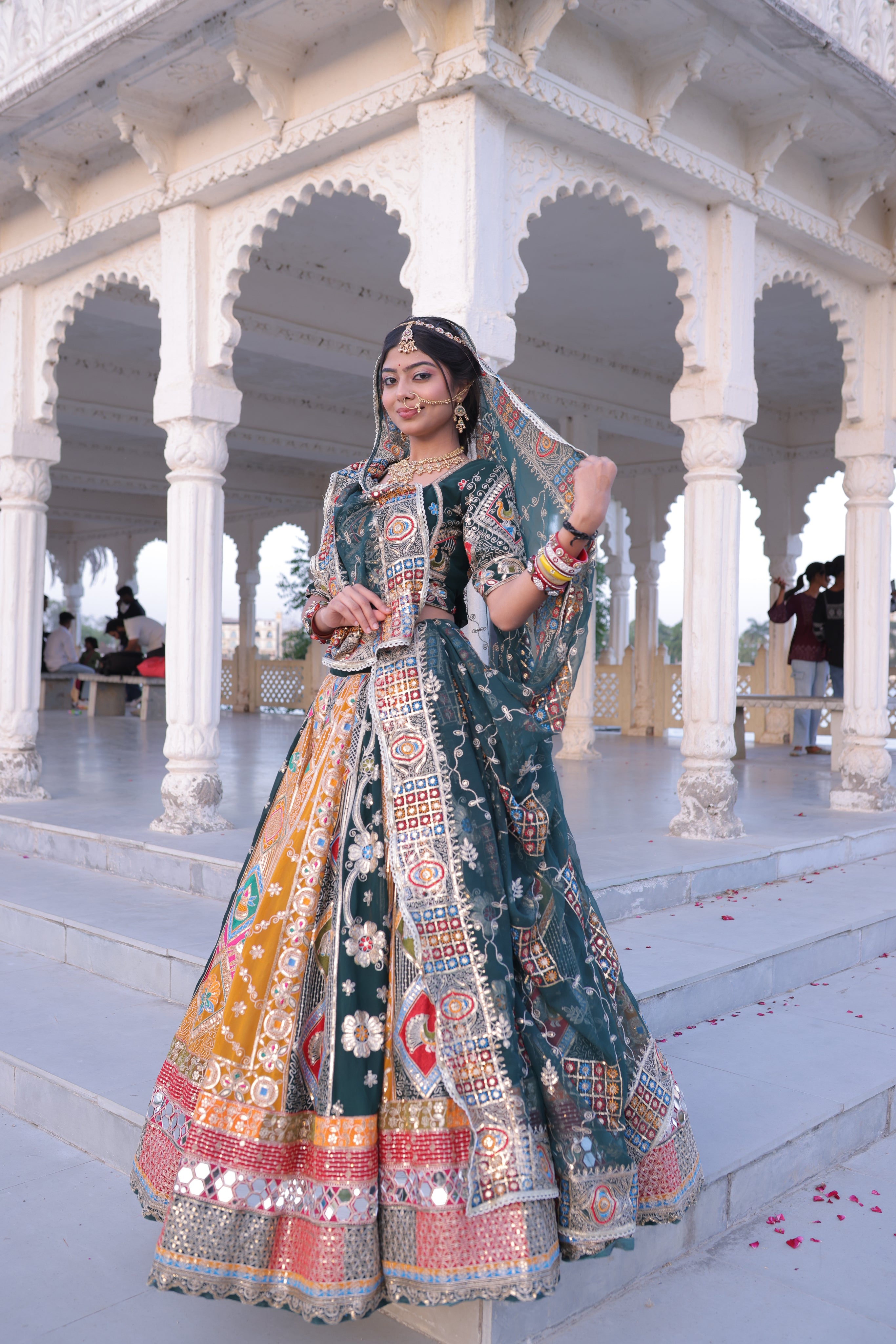 Dark Teal Noorkali Lehenga for Women | Designer Bridal Lehenga