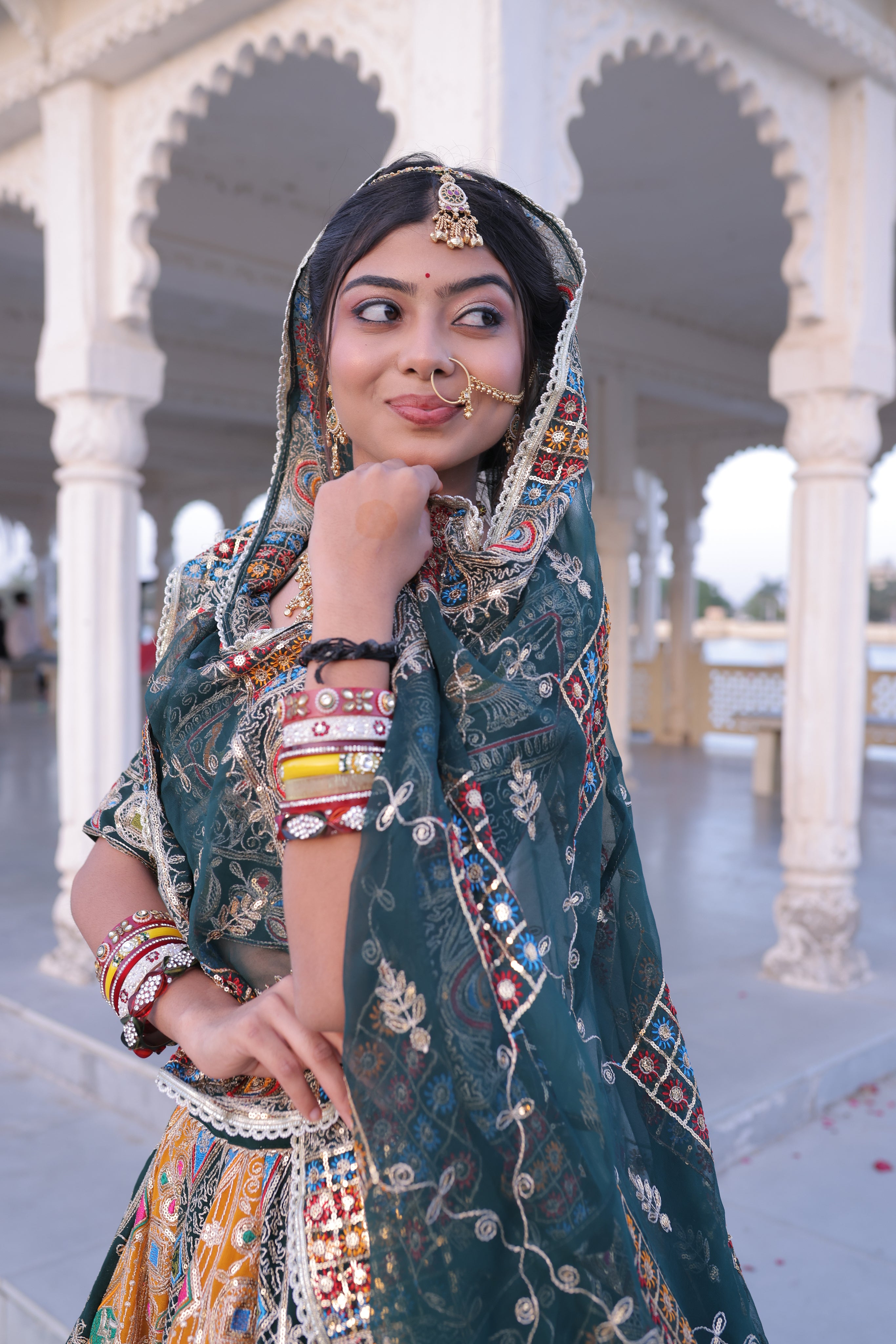 Dark Teal Noorkali Lehenga for Women | Designer Bridal Lehenga