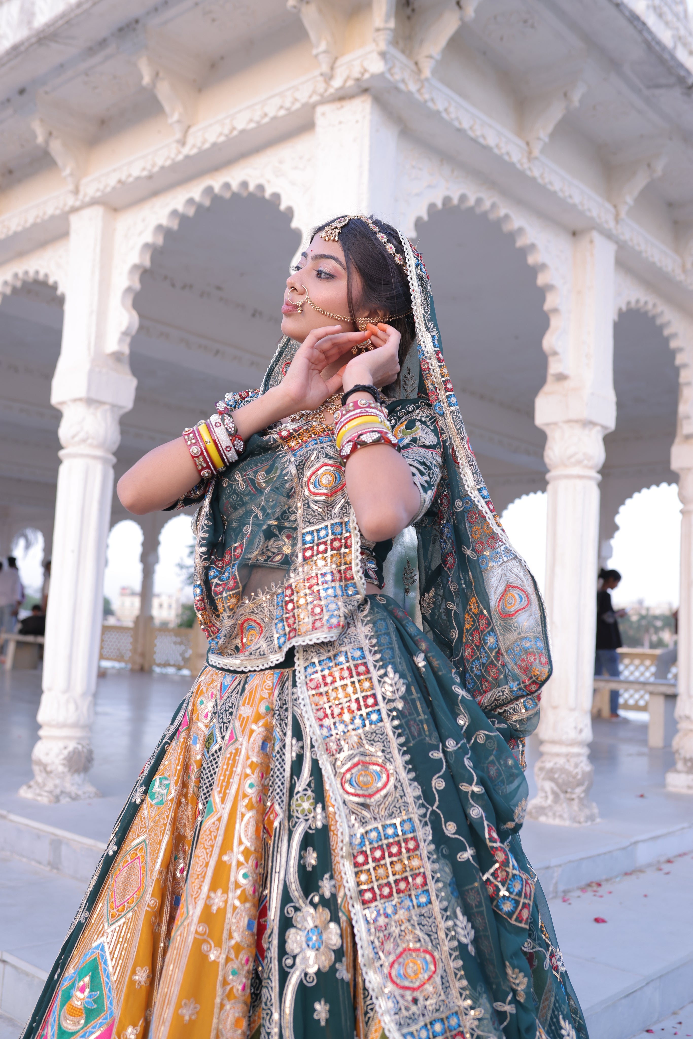Dark Teal Noorkali Lehenga for Women | Designer Bridal Lehenga
