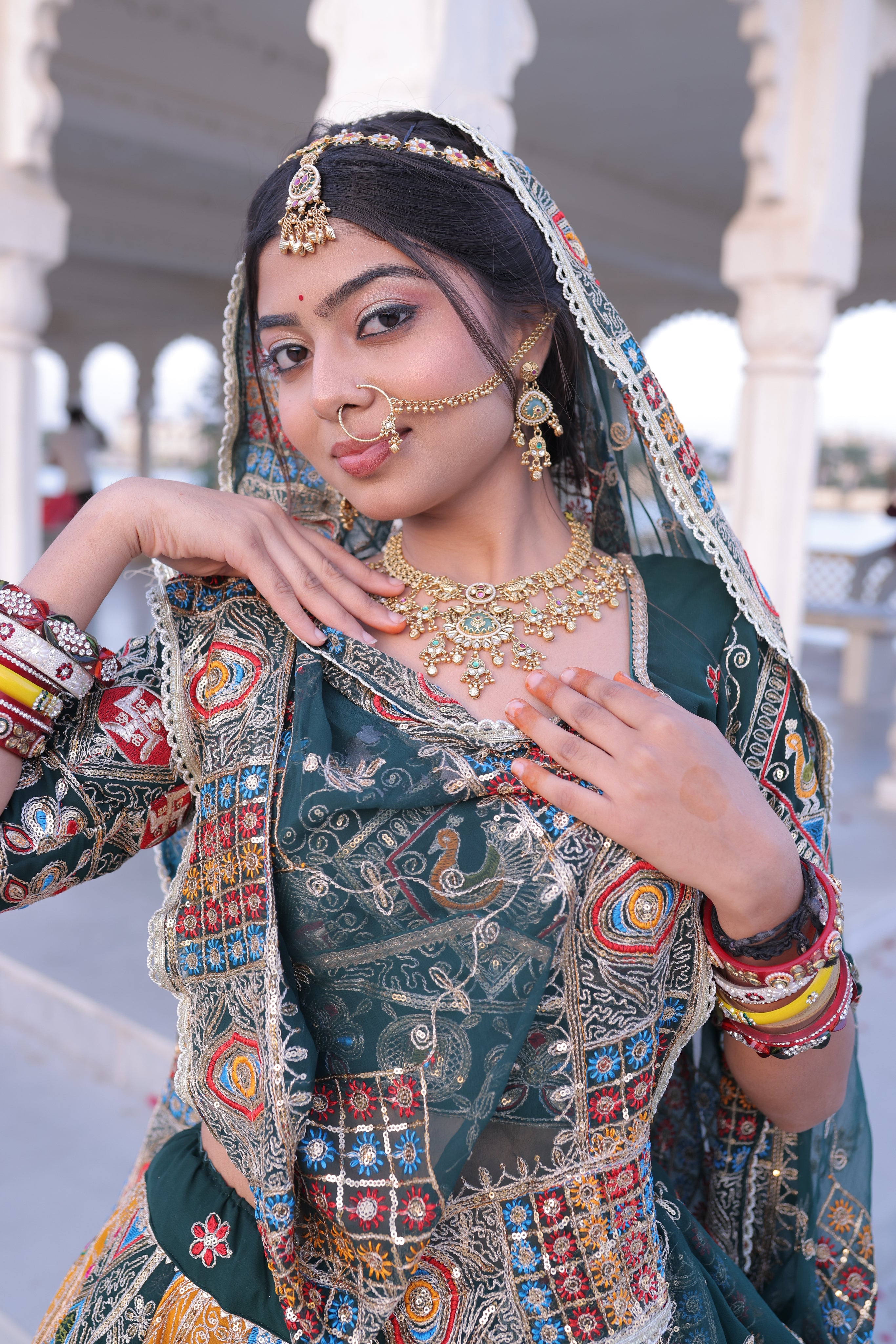 Dark Teal Noorkali Lehenga for Women | Designer Bridal Lehenga