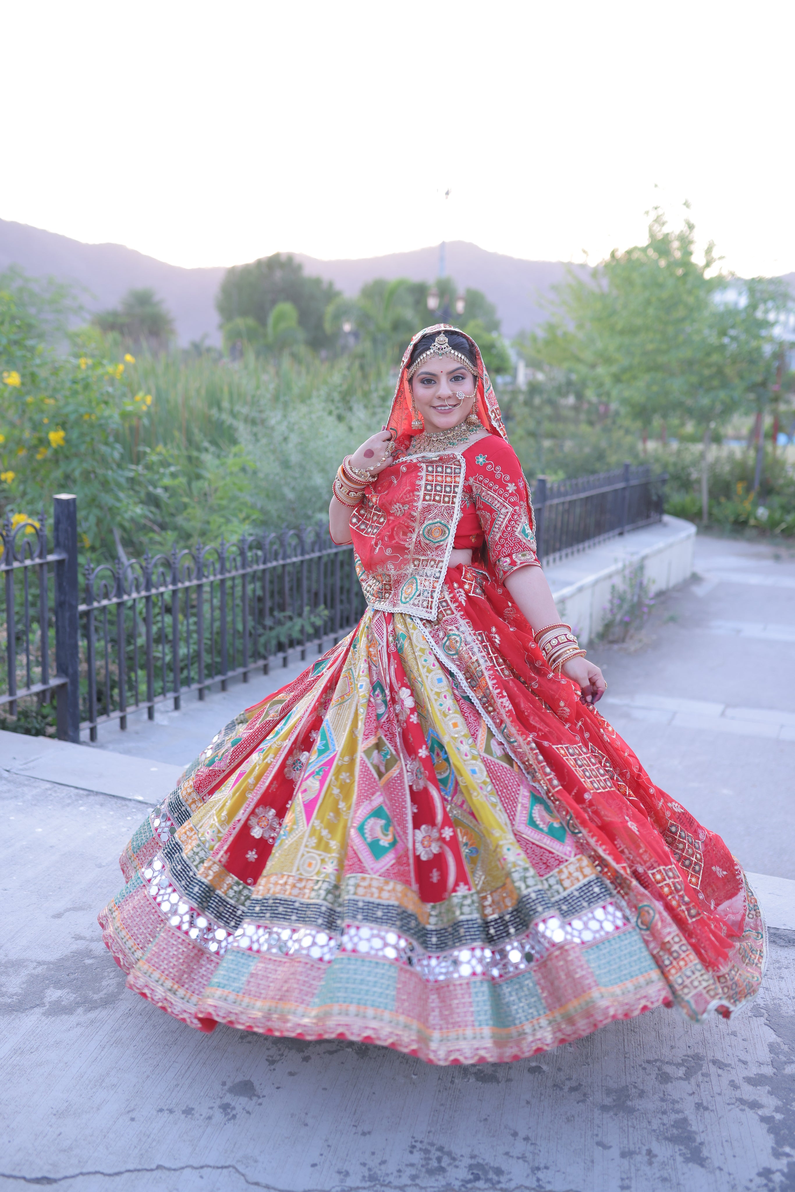 Red Noorkali Lehenga for Women | Designer Bridal Lehenga