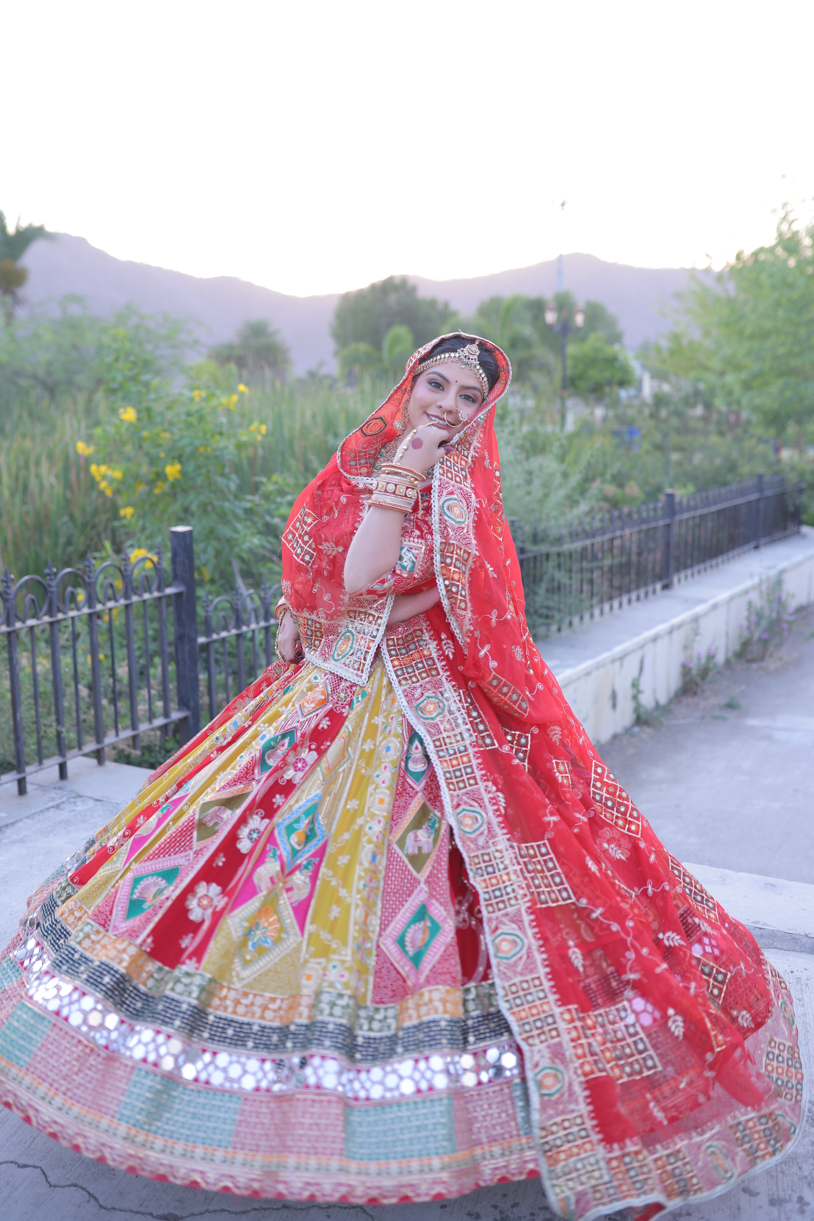 Red Noorkali Lehenga for Women | Designer Bridal Lehenga