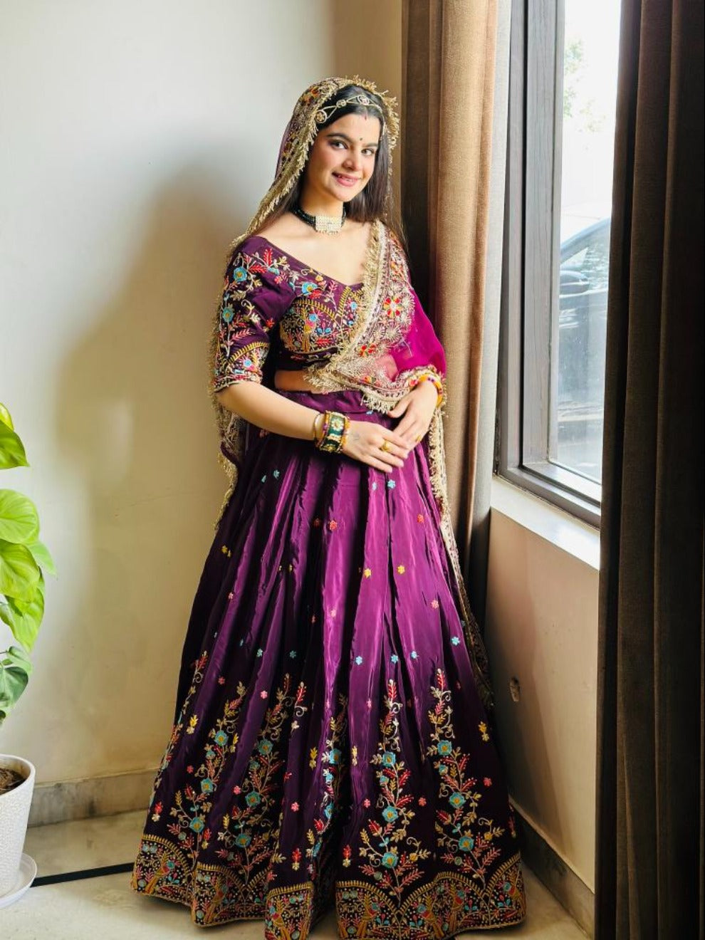 Purple Embroidered Designer Lehenga with Heavy Work & Dupatta | Radhika Boutique