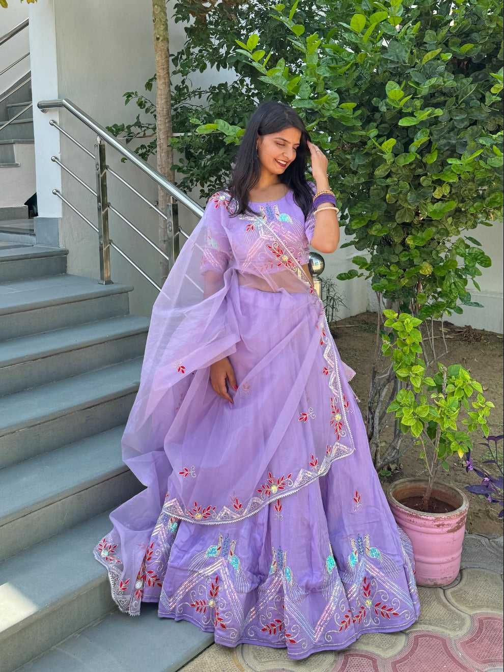 Lavender Embroidered Designer Lehenga Set | Radhika Boutique