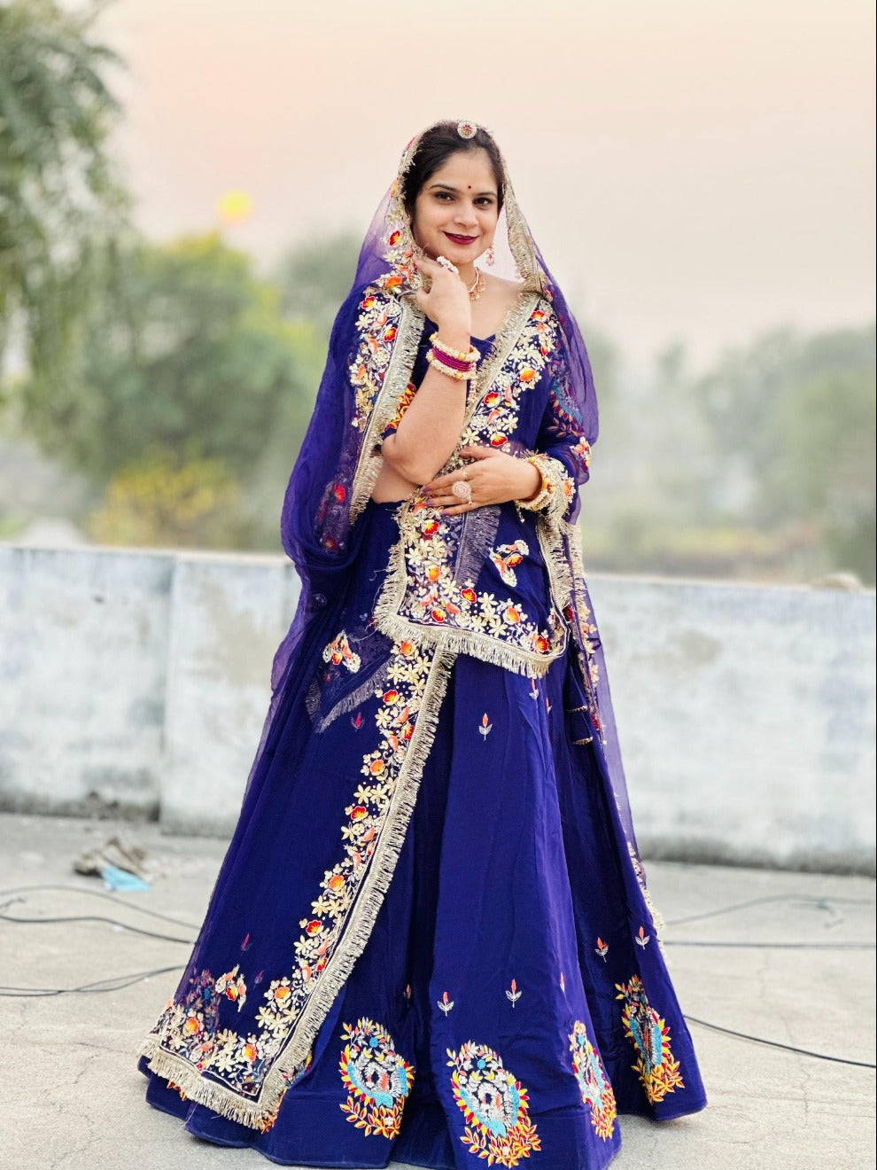 Royal Blue Handwork  Lehenga | Fully Stitched Set | Radhika Boutique