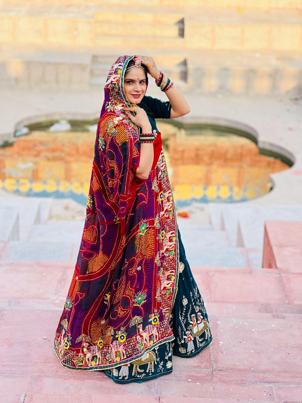 Royal Rajputi Velvet & Silk Poshak with Heavy Jardosi Chunri | Radhika Boutique