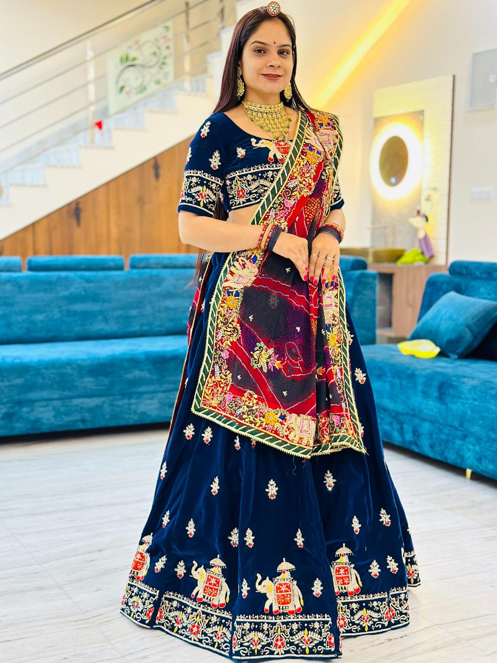 Royal Navy Blue Rajputi Lehenga | Radhika Boutique