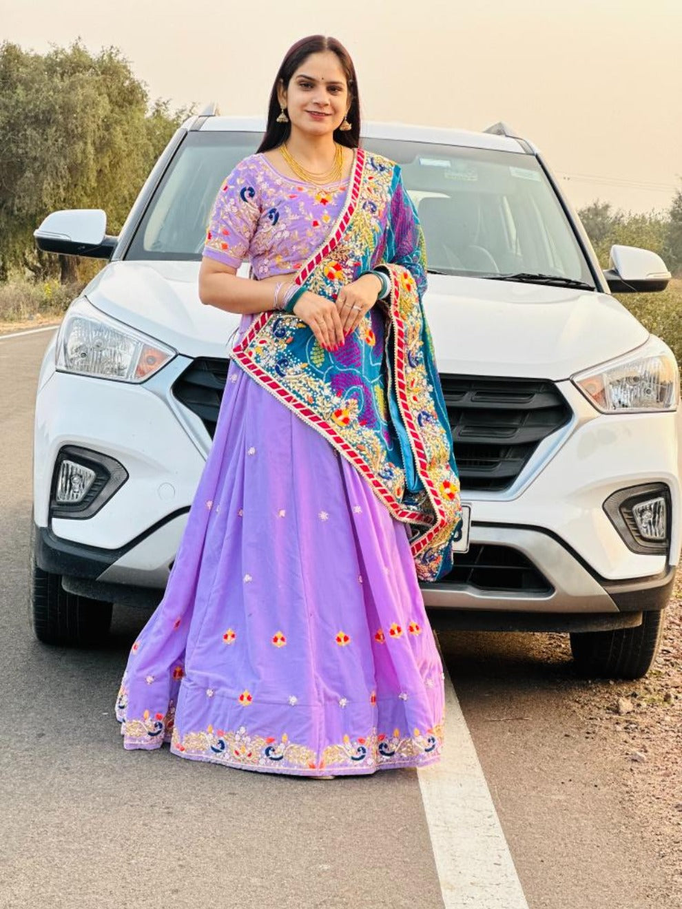 Lavender  Lehenga with Jardosi Peacock Work | Bandhej Chunri | Radhika Boutique