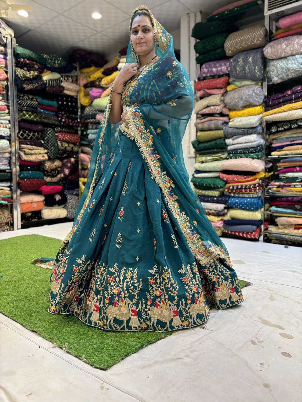 Teal Embroidered Lehenga With Handwork Dupatta | Premium Wedding Wear| Radhika Boutique