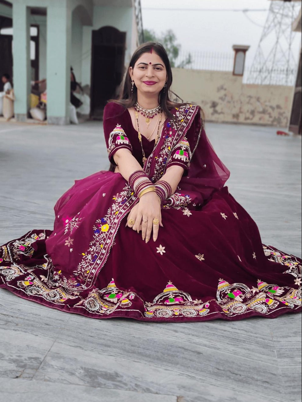 Maroon Royal Embroidered Lehenga | Radhika Boutique