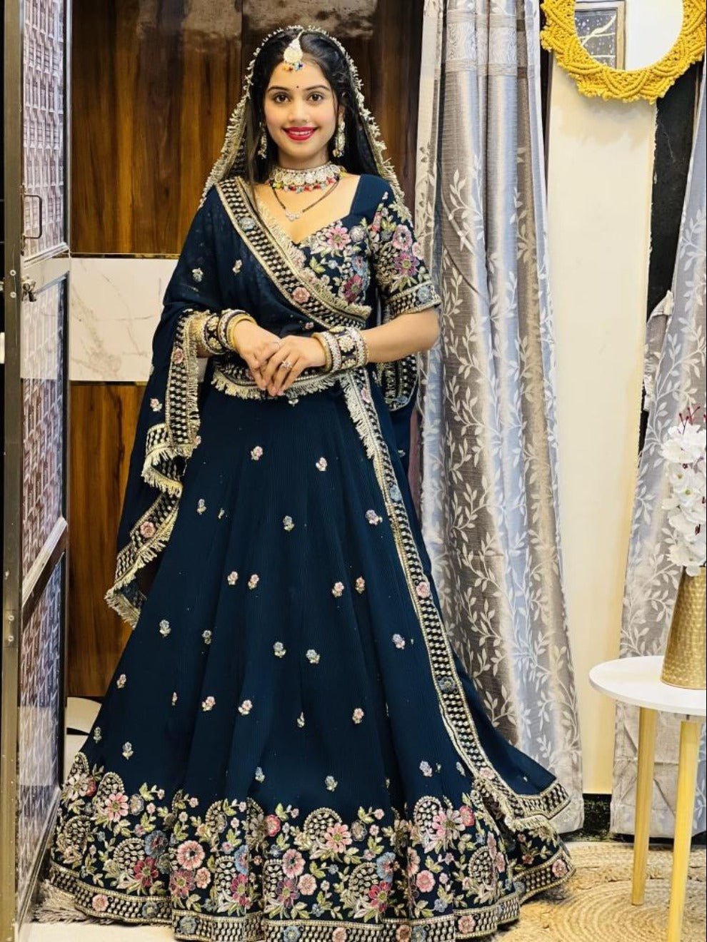 Navy Handwork Royal Lehenga Set | Radhika Boutique