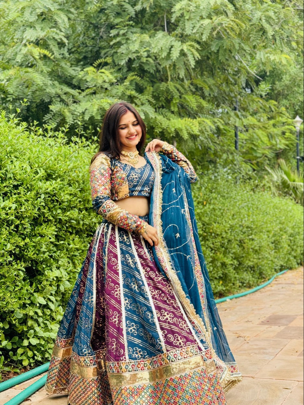 Multicolor Mitron Sequin Work Lehenga | Radhika Boutique