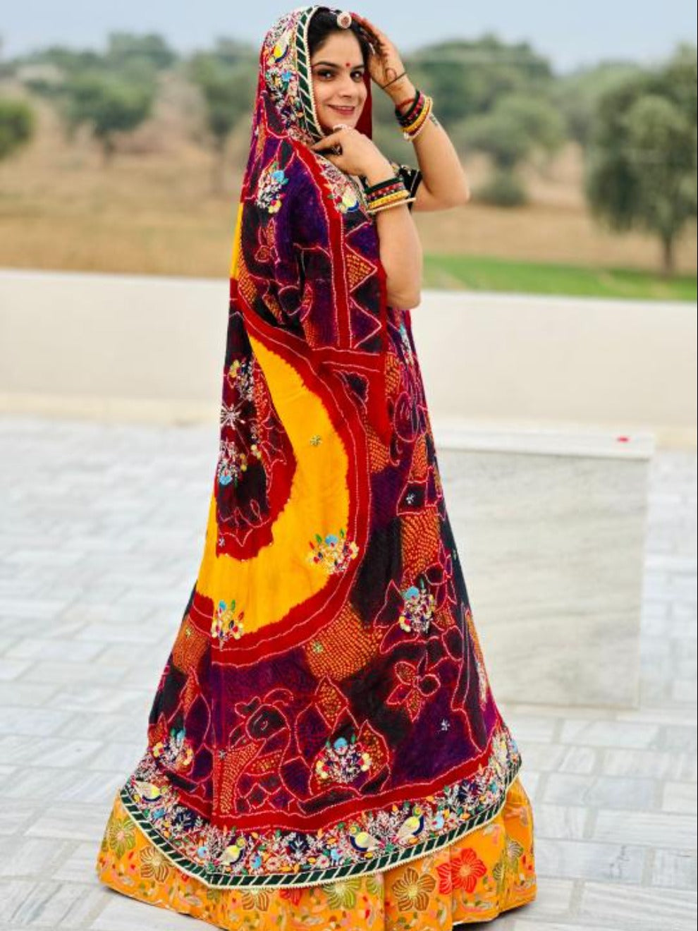 Multi-Color Vintage Rajputi Chunri Lehenga |Radhika Boutique