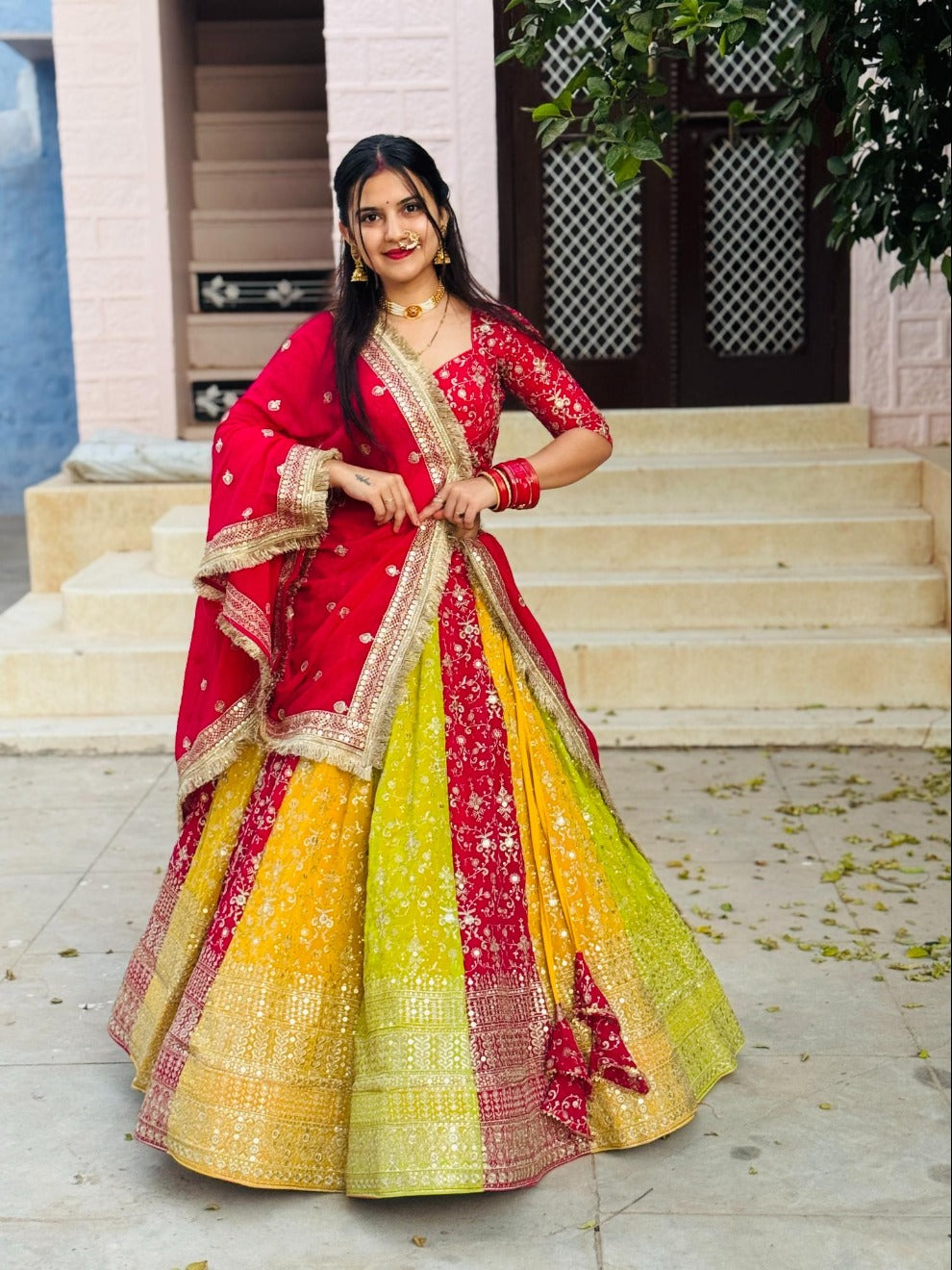 Multicolor Traditional Handwork Lehenga Choli | Radhika Boutique