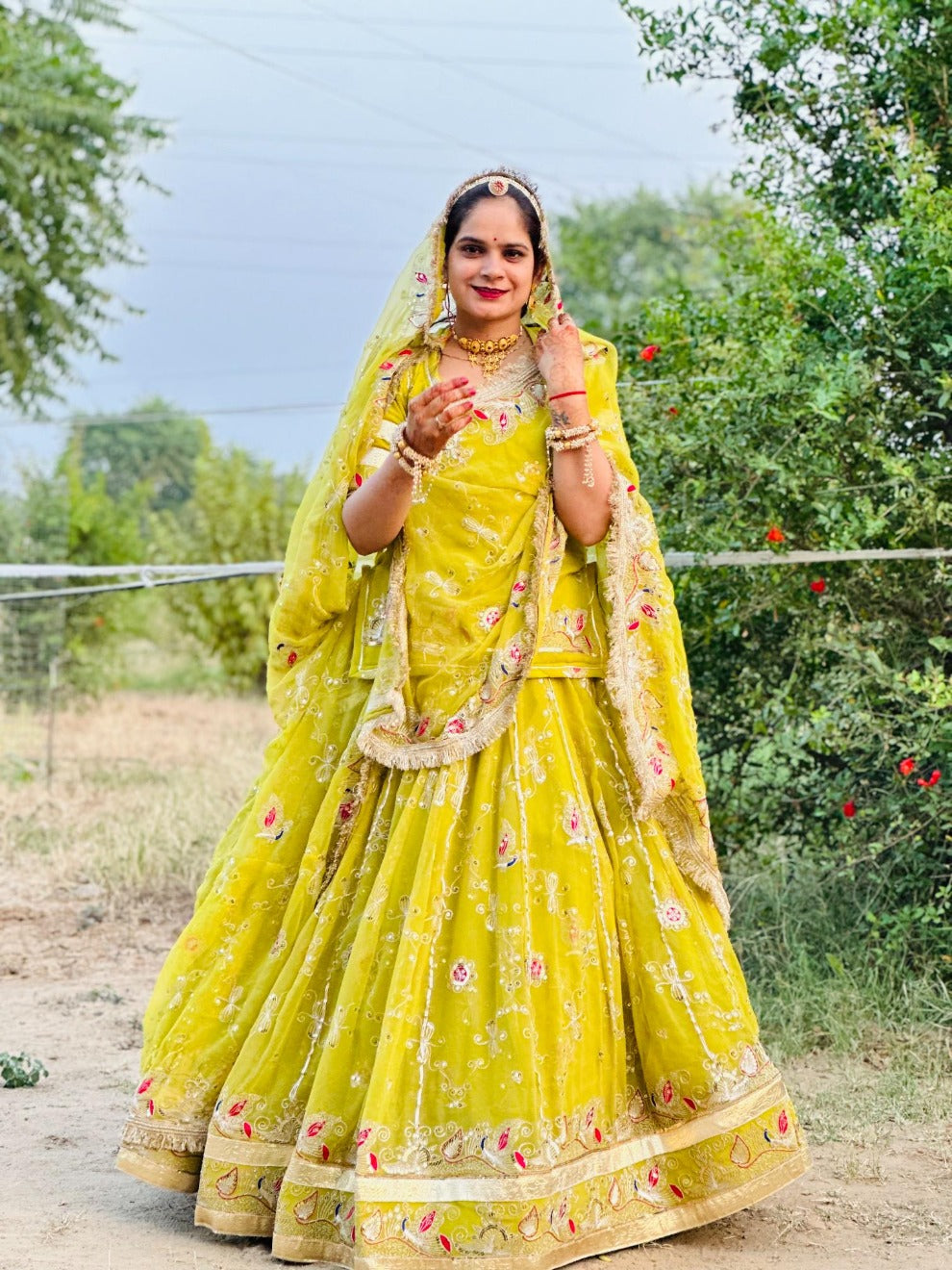 Yellow Floral Handwork Lehenga Choli | Radhika Boutique