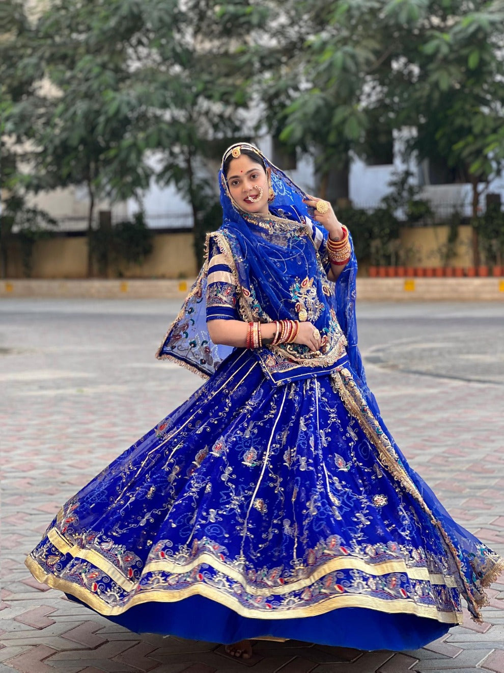 Royal Blue Heavy Embroidered Traditional Lehenga | Radhika Boutique