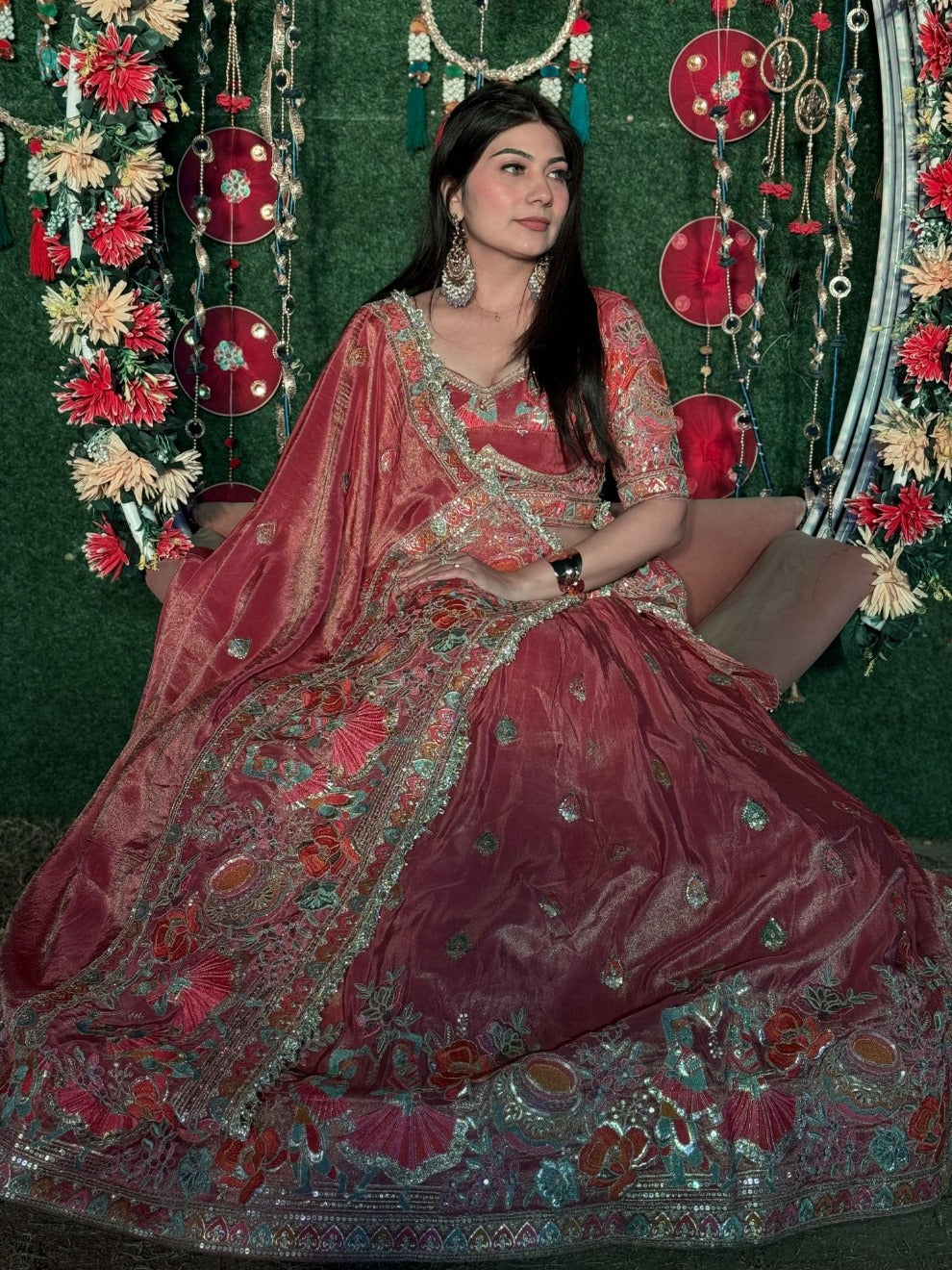 Dusty Rose Heavy Embroidered Designer Lehenga | Radhika Boutique