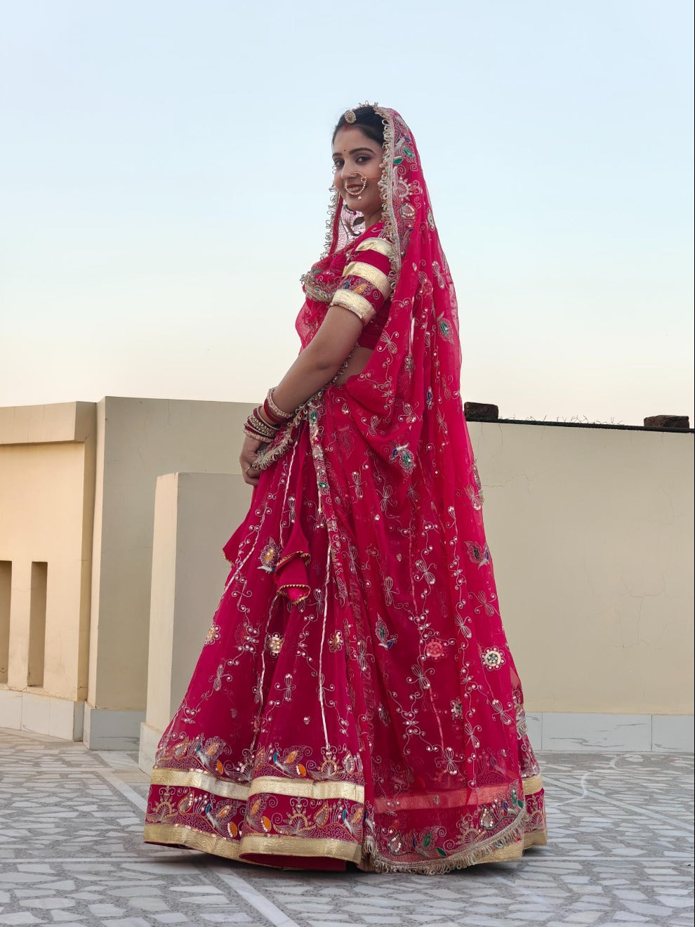 Rani Pink Floral Embroidered Traditional Lehenga | Radhika Boutique