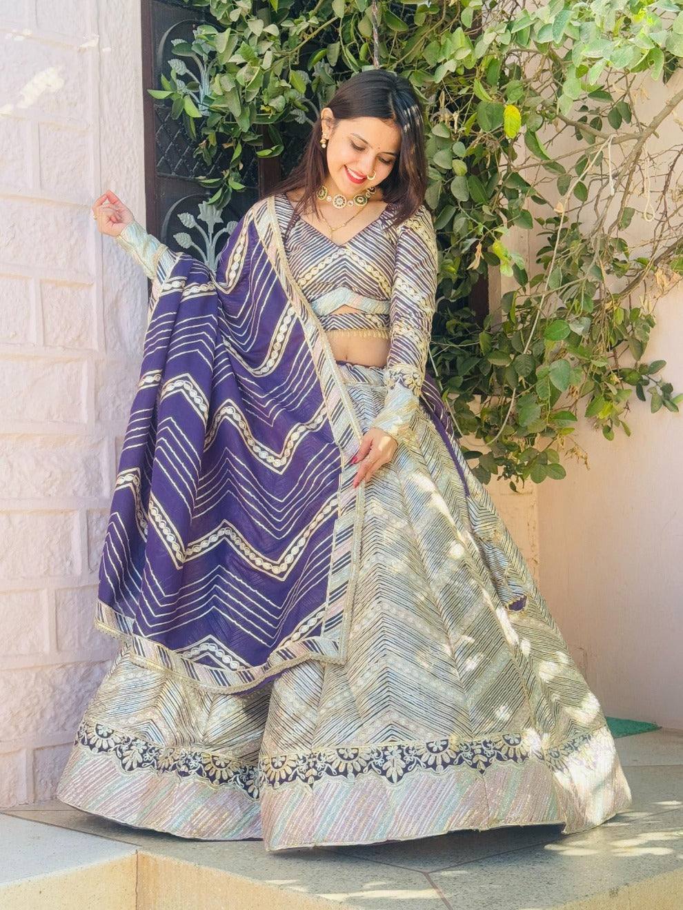 Pastel Designer Lehenga with Contrast Dupatta | Radhika Boutique
