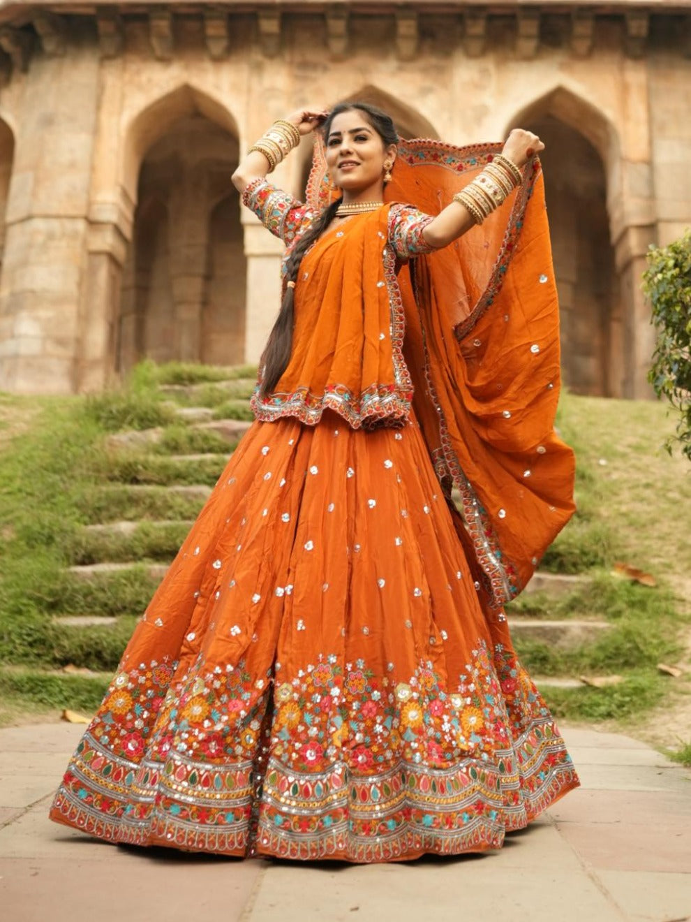 New Beautiful Viral Anju More: Crape Lahnga with Can-Can Bukram