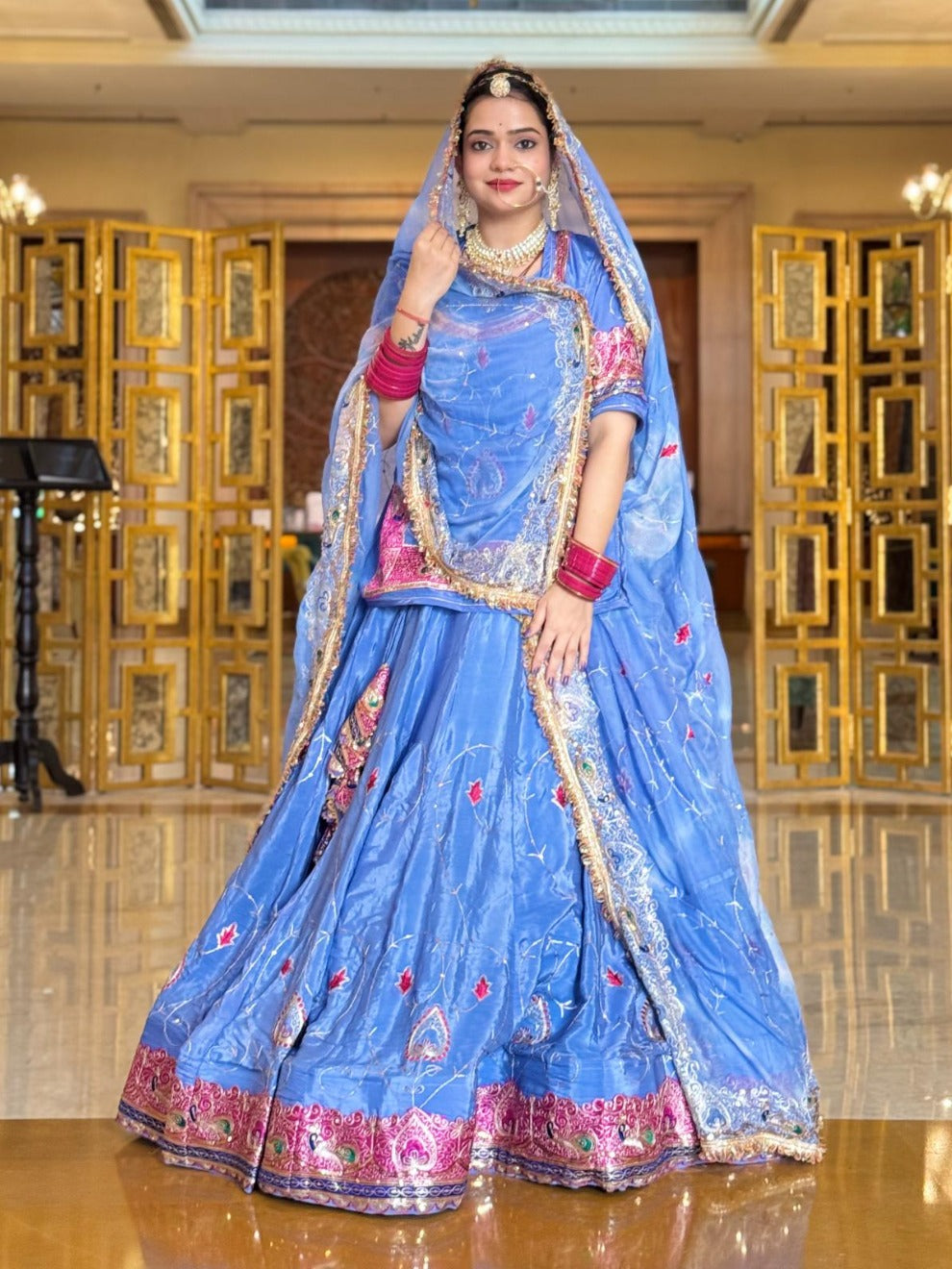 Sky Blue Regal Handwork Lehenga | Radhika Boutique