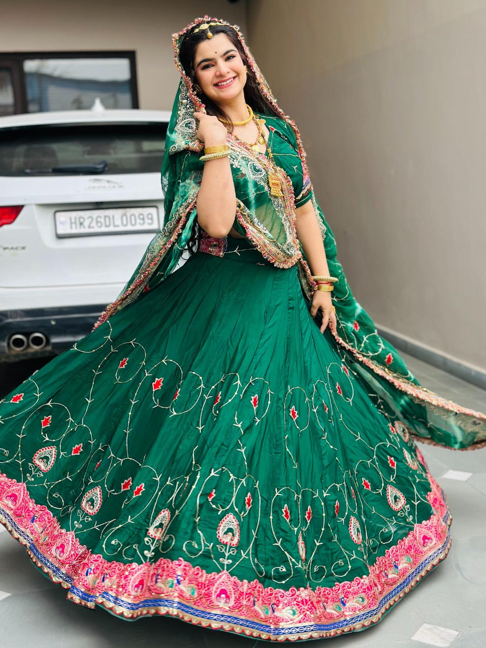 Emerald Festive Handwork Lehenga | Radhika Boutique