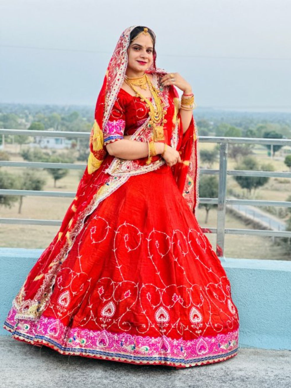 Classic Red Royal Embroidered Lehenga | Radhika Boutique