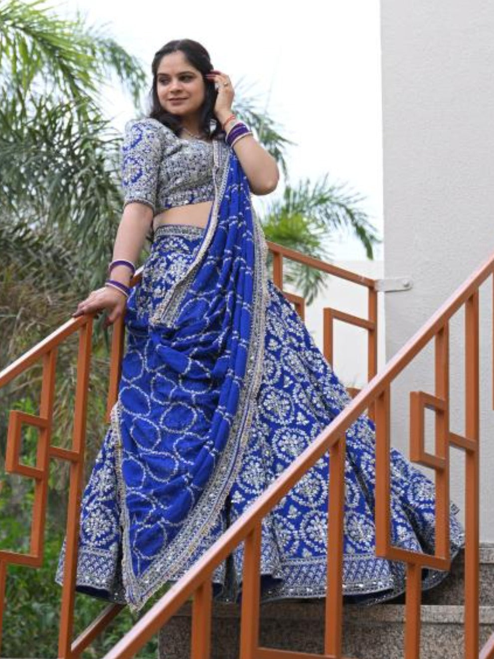 Royal Blue Traditional Handwork Lehenga | Radhika Boutique