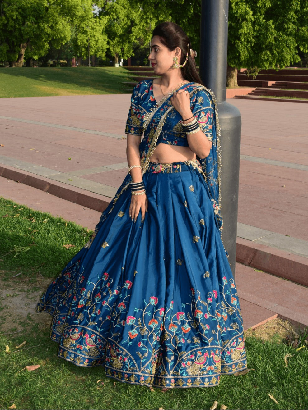 Navy Blue Embroidered Lehenga | Radhika Boutique