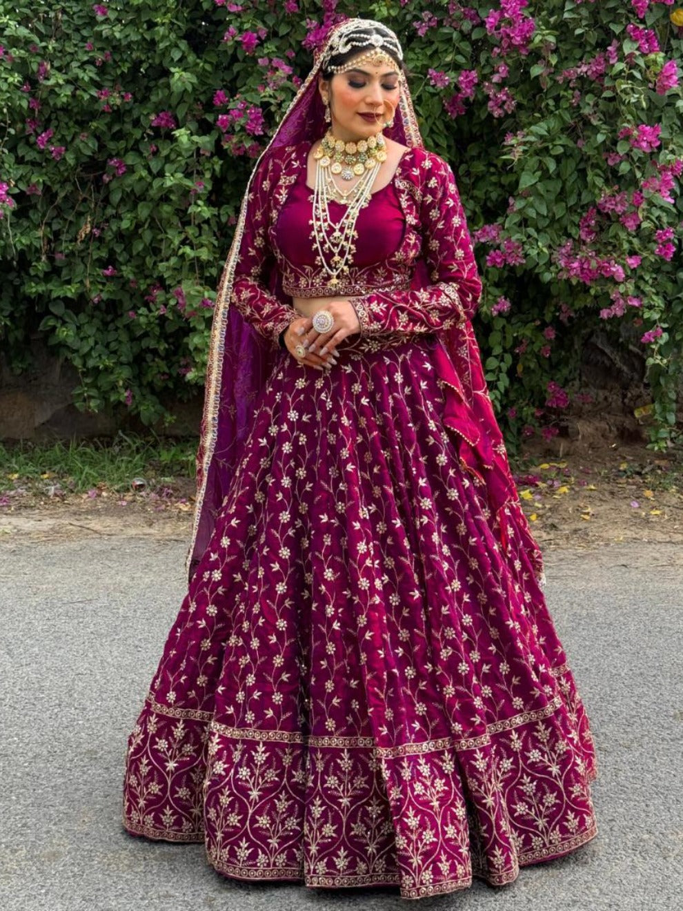 Premium Maroon Embroidered Lehenga – Radhika Boutique