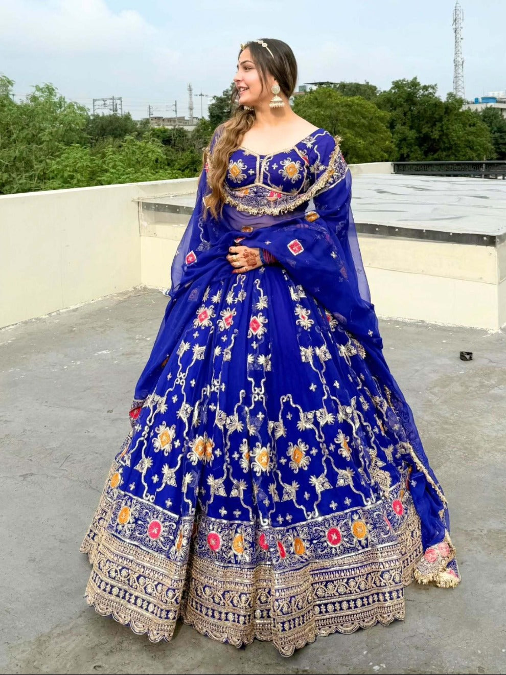 Royal Blue Heavy Embroidered Lehenga | Radhika Boutique