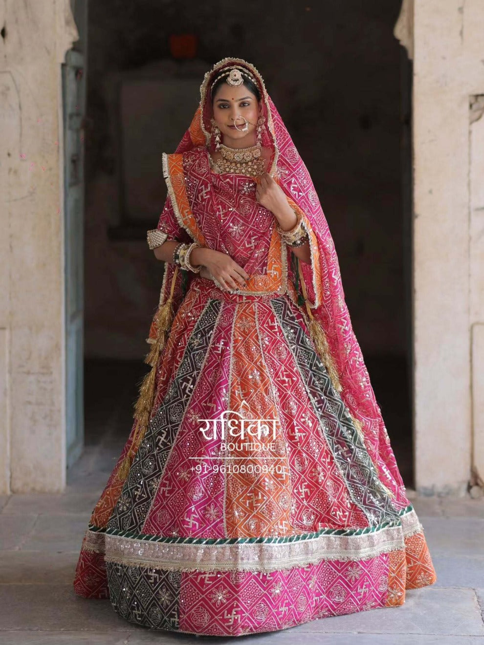 Radhika Boutique Multicolor Rajasthani Bridal Lehenga | Handcrafted