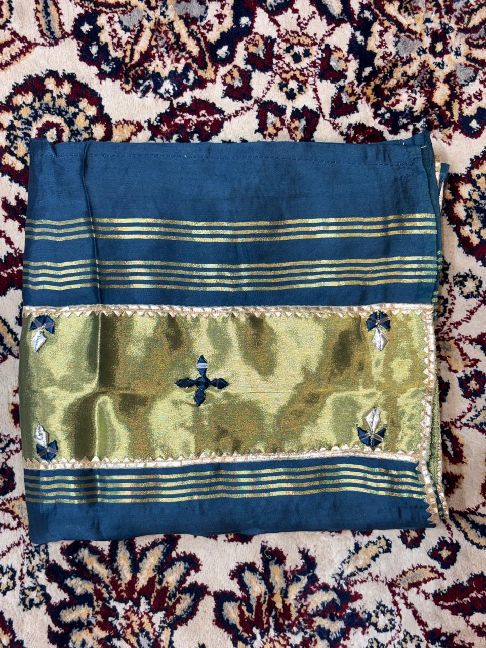 Blue Peacock & Gold Embroidered Dupatta | Designer Ethnic Dupatta