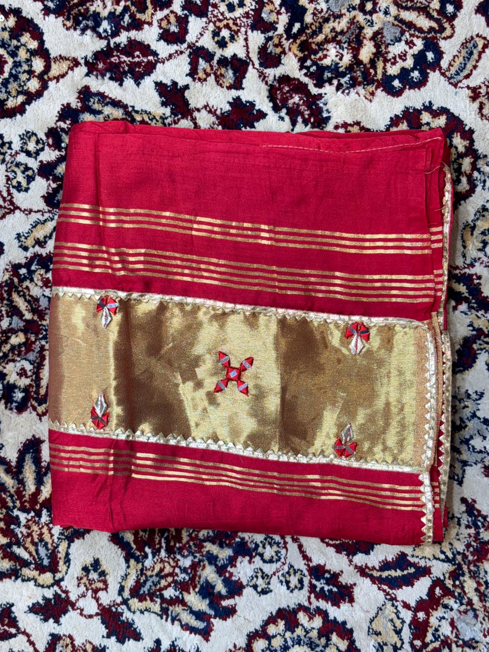 Rani Red & Gold Embroidered Dupatta | Designer Festive Dupatta