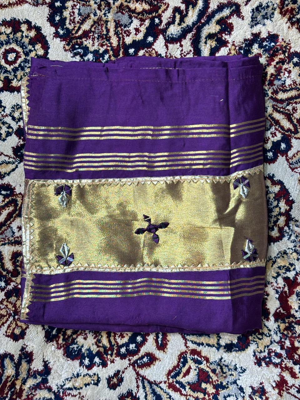 Royal Purple Dupatta with Gold Zari Work | Festive & Wedding Wear