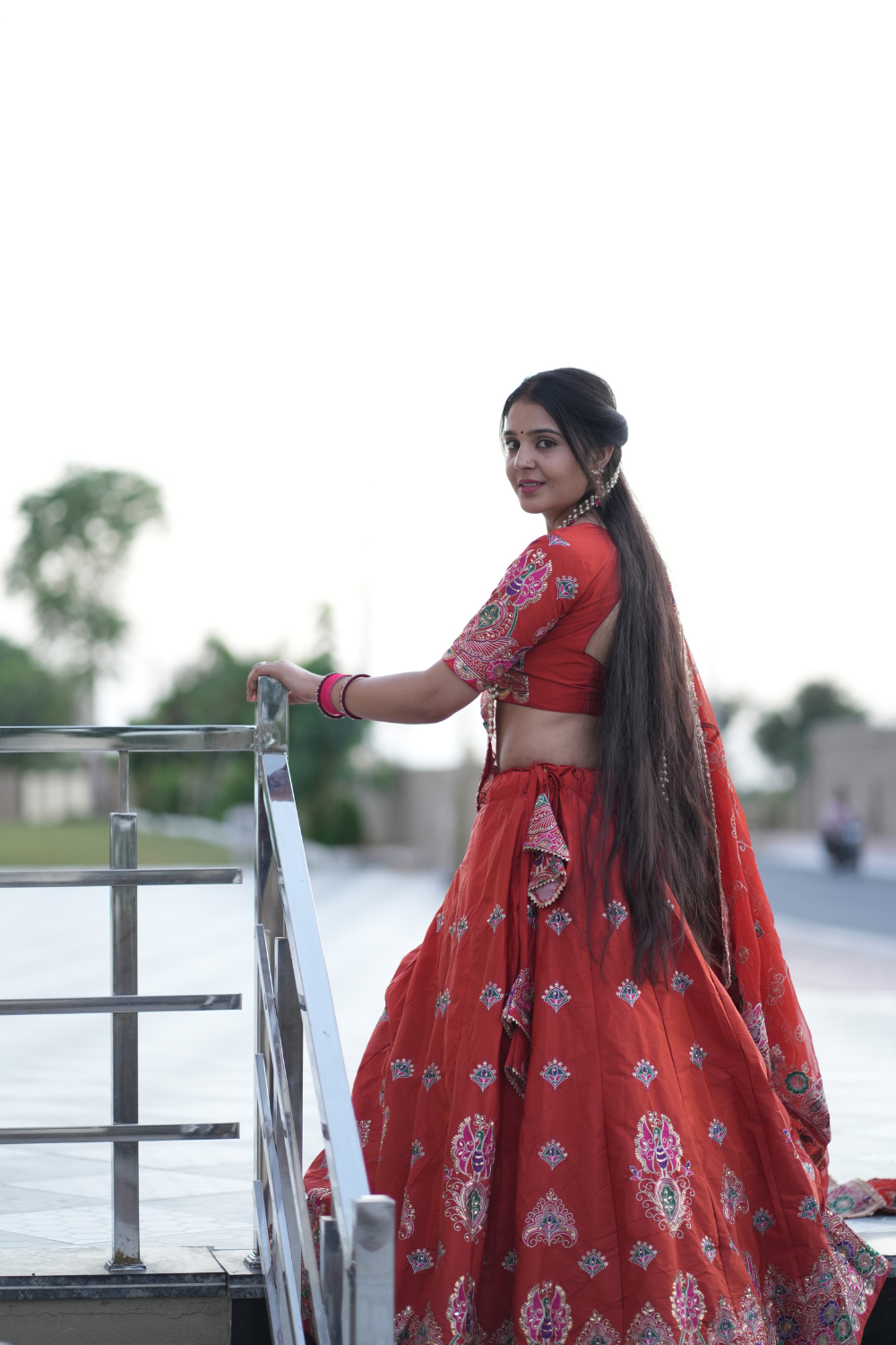 Rust Red Embroidered Traditional Lehenga Choli with Dupatta