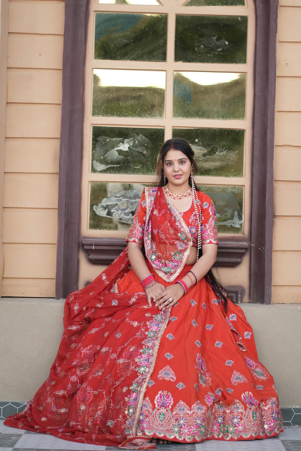 Rust Red Embroidered Traditional Lehenga Choli with Dupatta