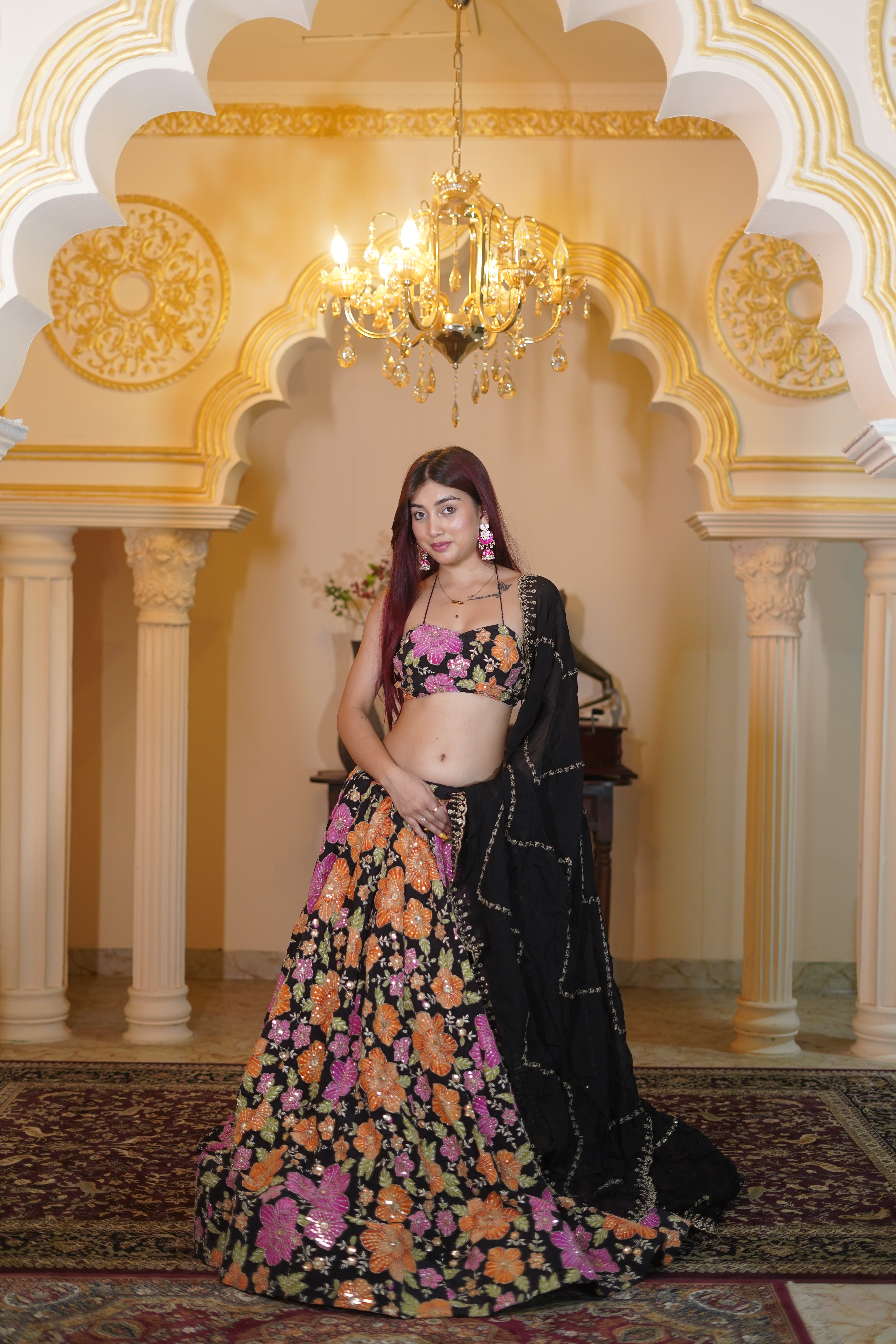 Heer Lehenga – Elegant Floral Black Designer Lehenga for Wedding & Festive Wear