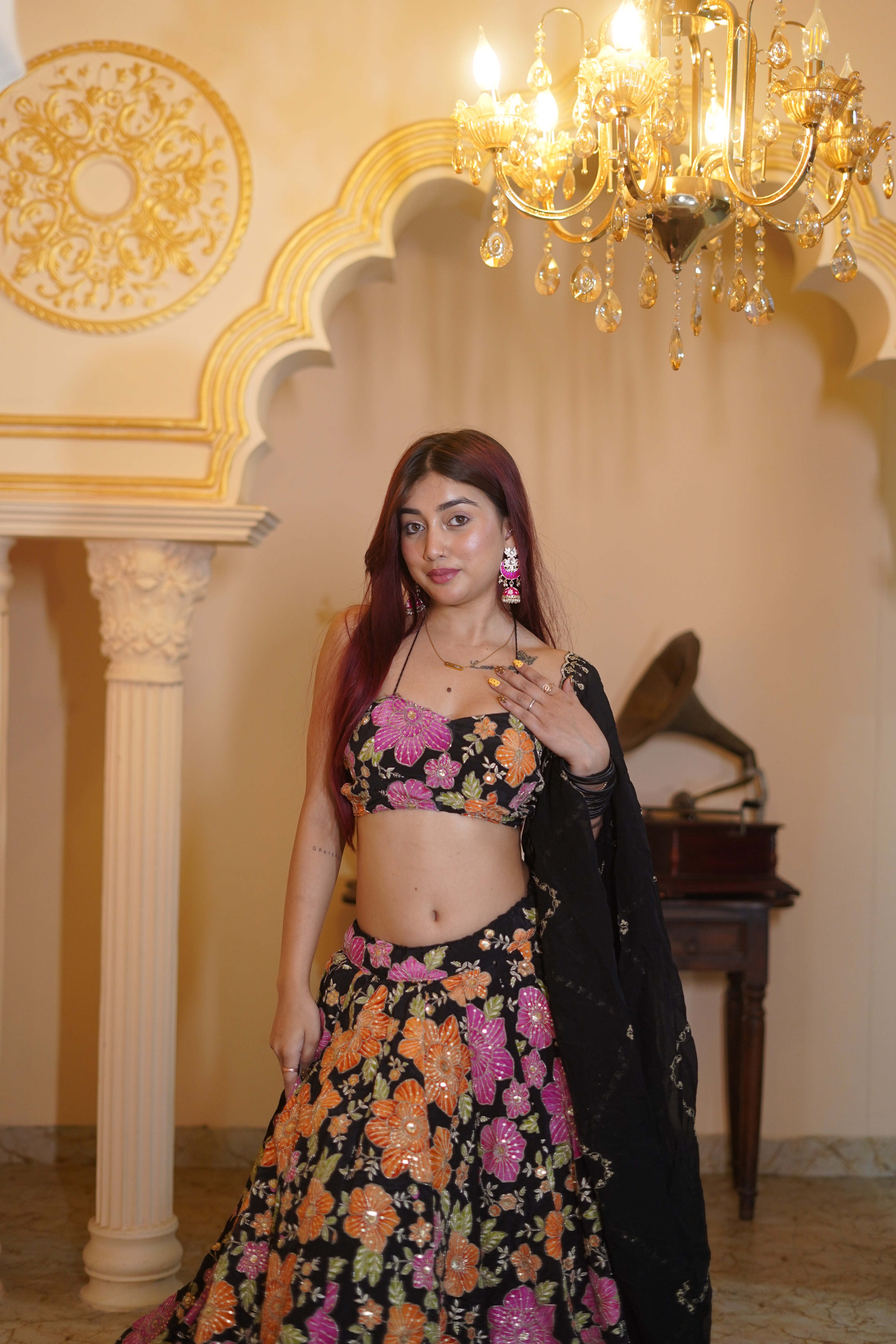 Heer Lehenga – Elegant Floral Black Designer Lehenga for Wedding & Festive Wear