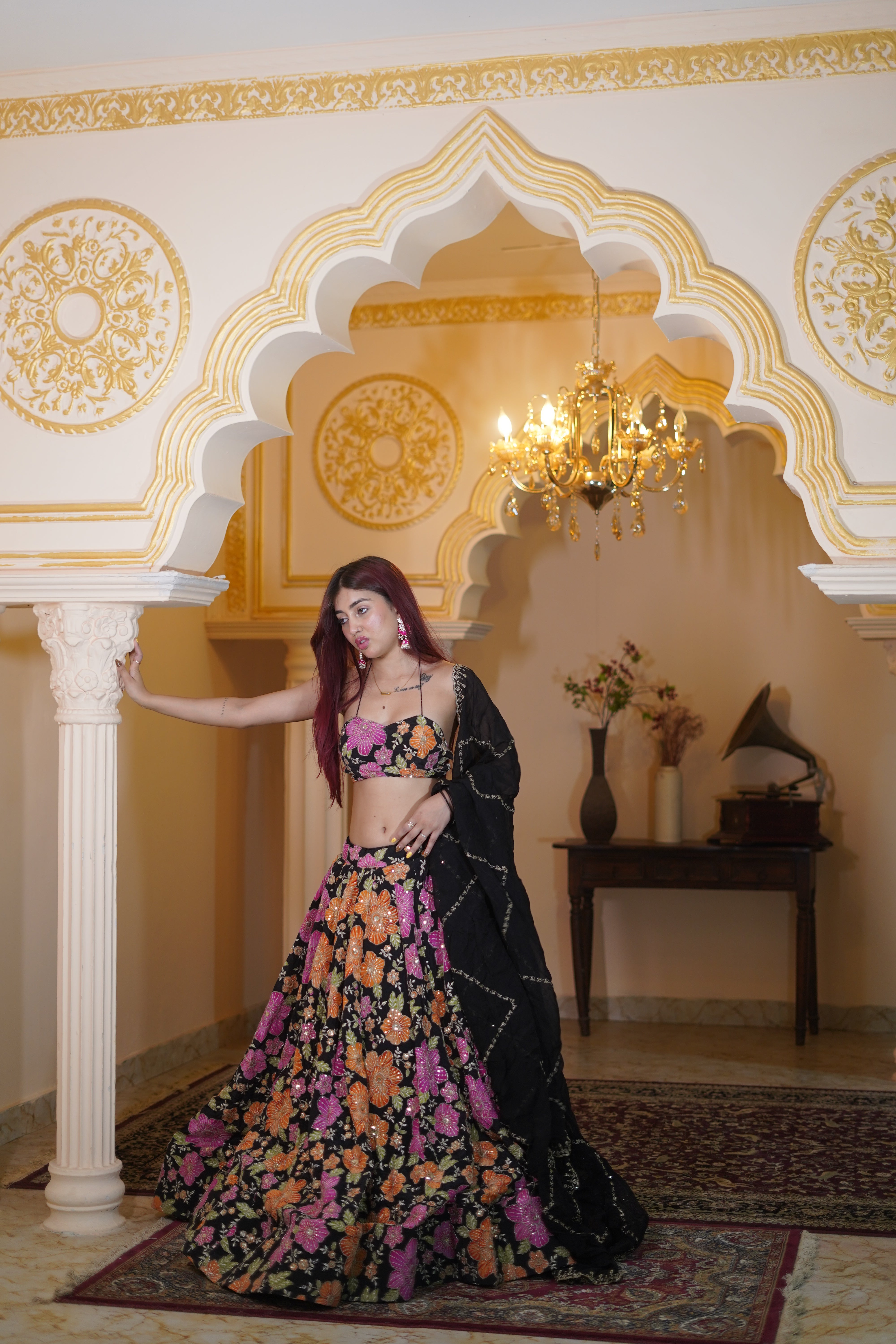 Heer Lehenga – Elegant Floral Black Designer Lehenga for Wedding & Festive Wear