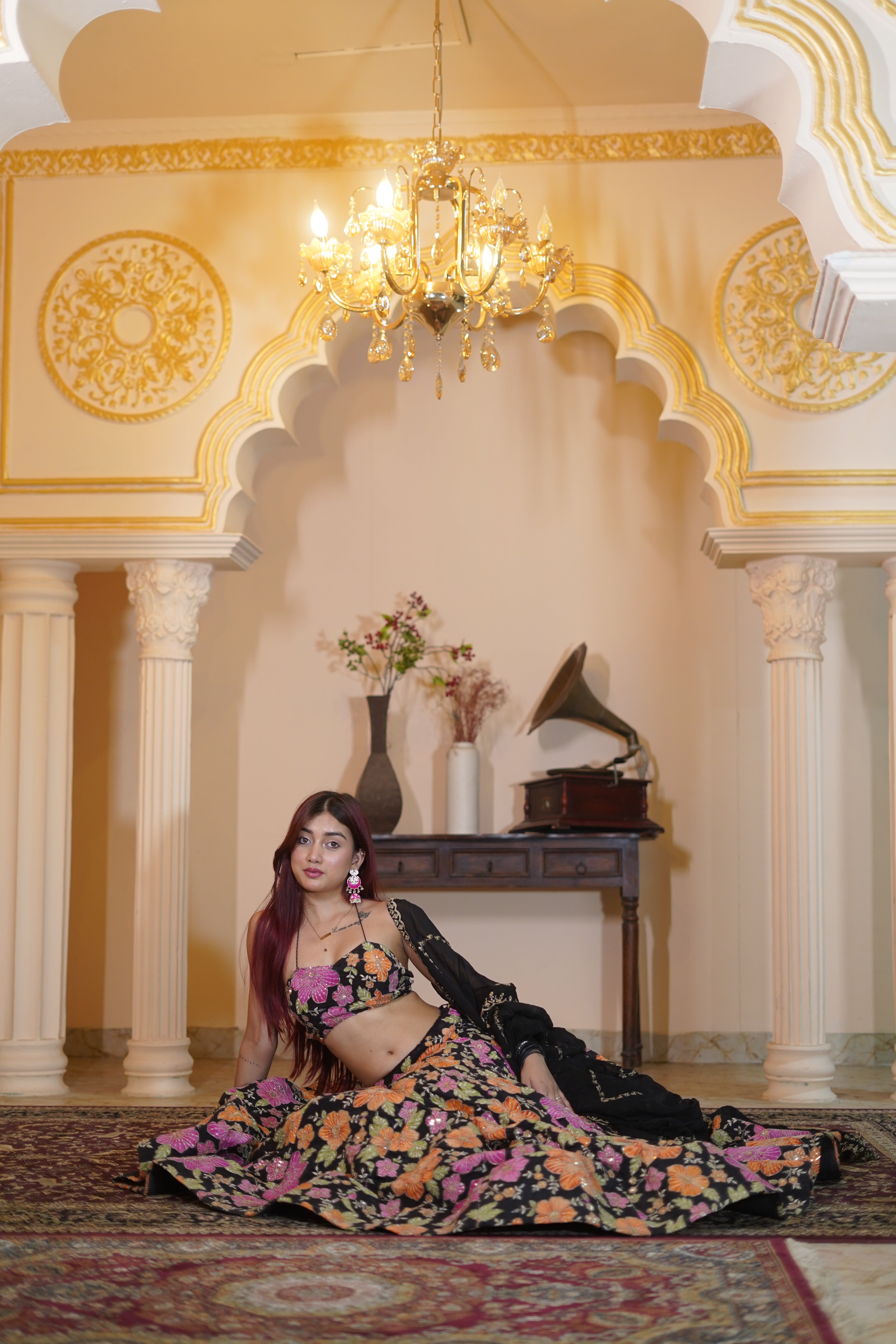 Heer Lehenga – Elegant Floral Black Designer Lehenga for Wedding & Festive Wear