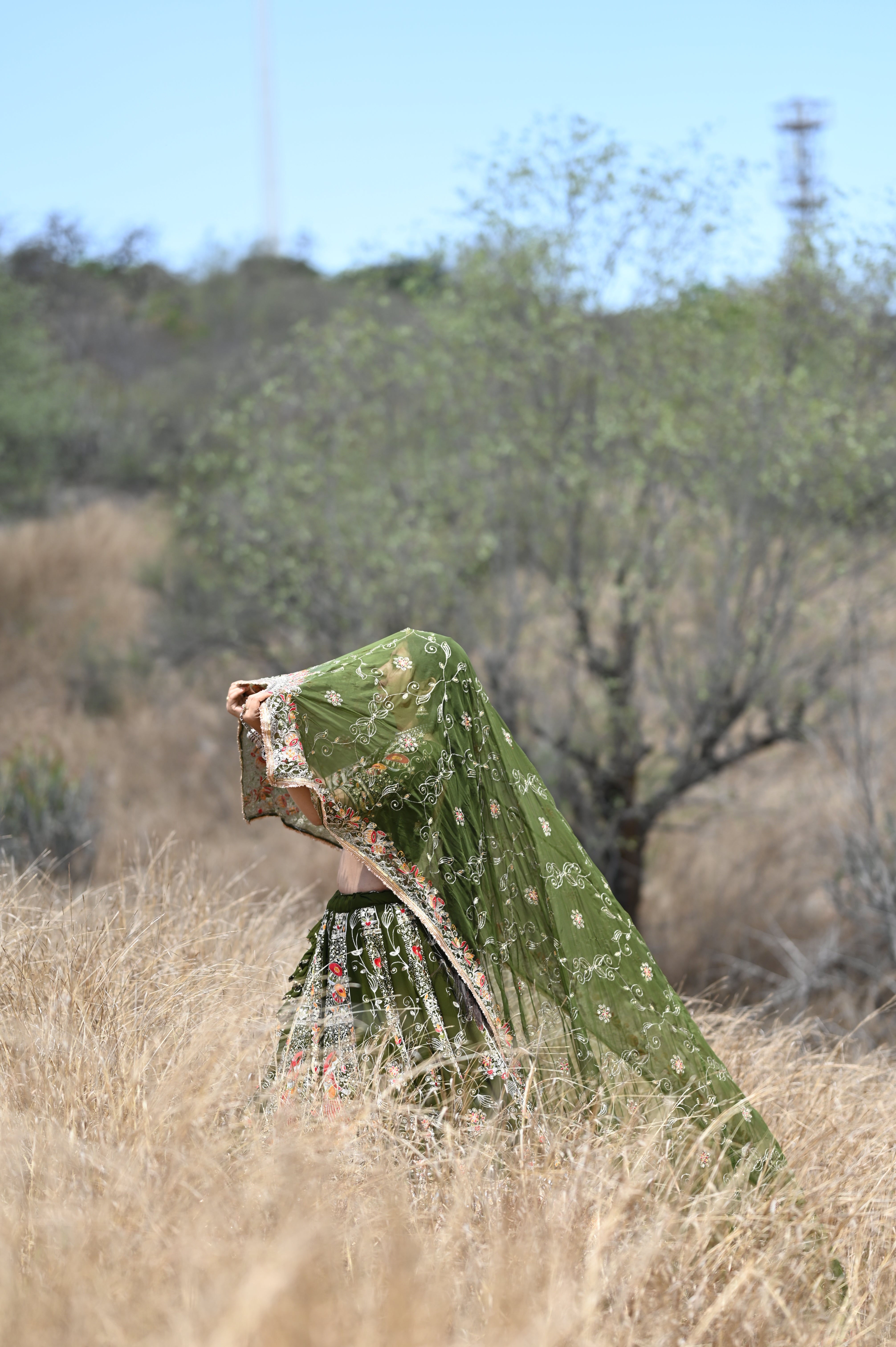 Bindani Green Designer Lehenga | Heavy Embroidery Wedding & Festive Wear