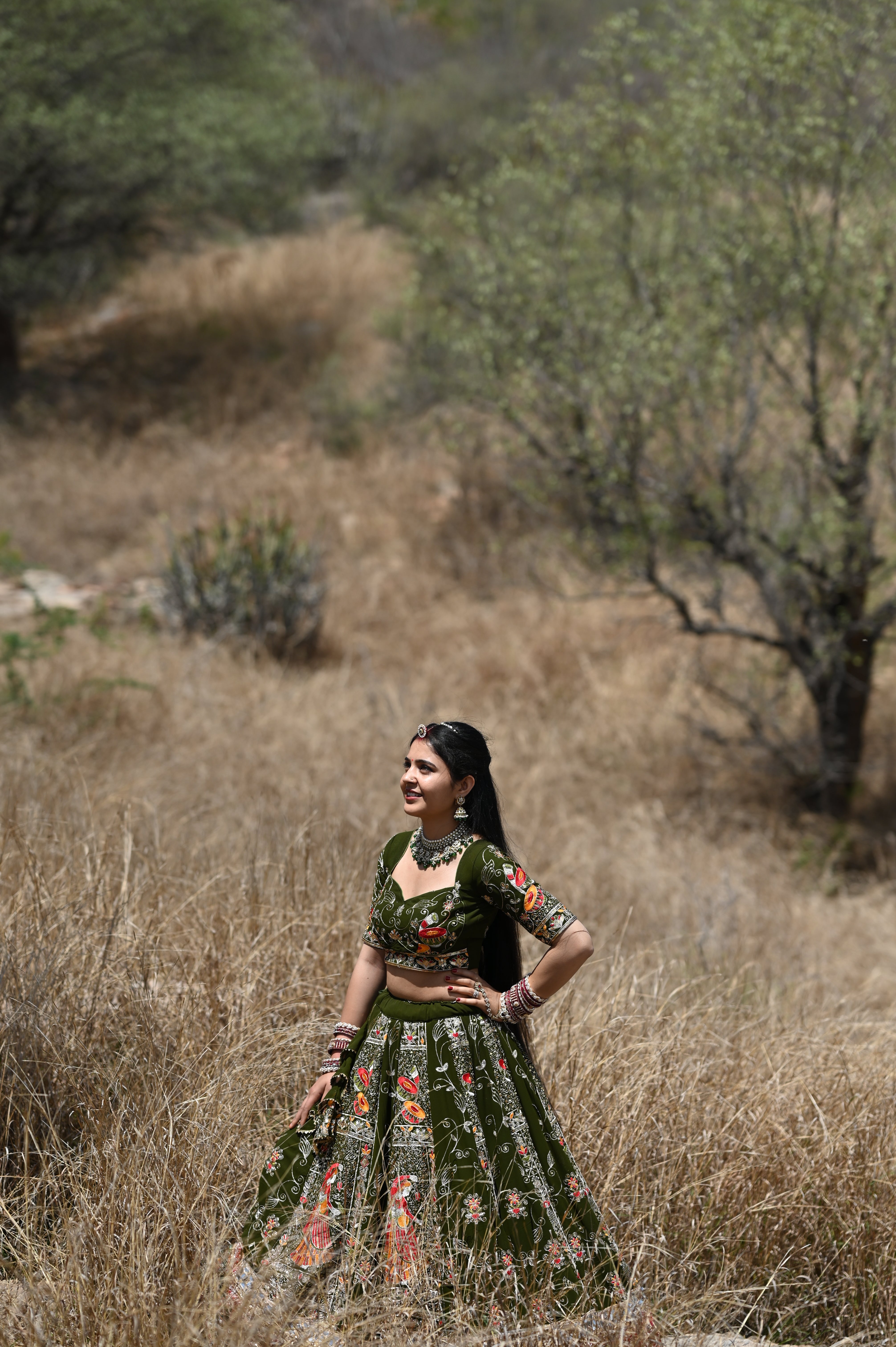 Bindani Green Designer Lehenga | Heavy Embroidery Wedding & Festive Wear