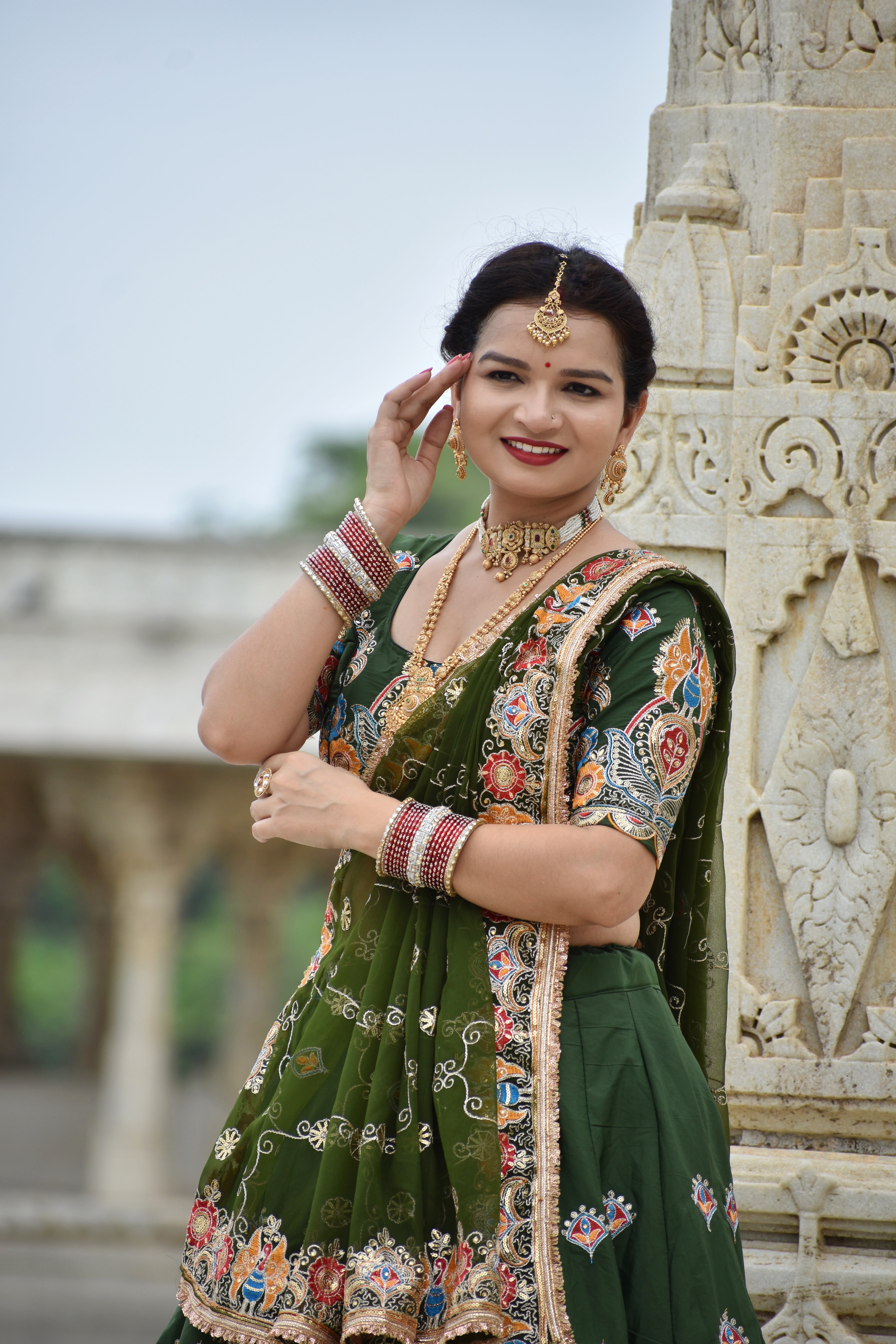 Designer Green Embroidered Lehenga with Dupatta | Wedding Wear