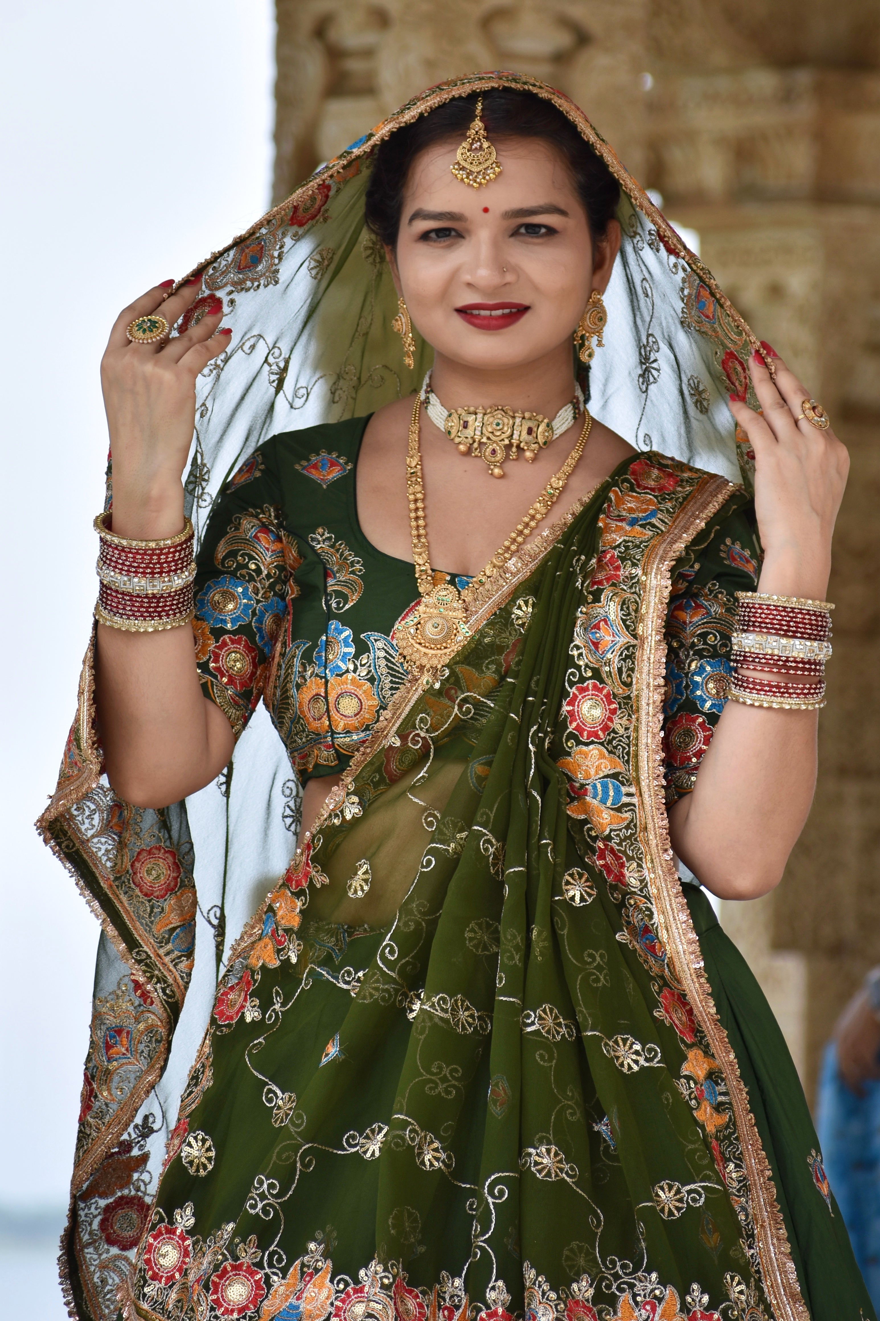 Designer Green Embroidered Lehenga with Dupatta | Wedding Wear